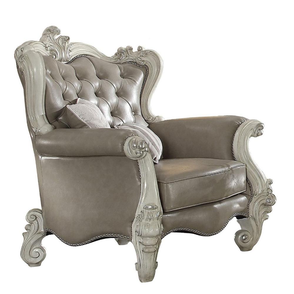 Benzara 41.34-in W Modern Gray Faux leather Accent Armchair