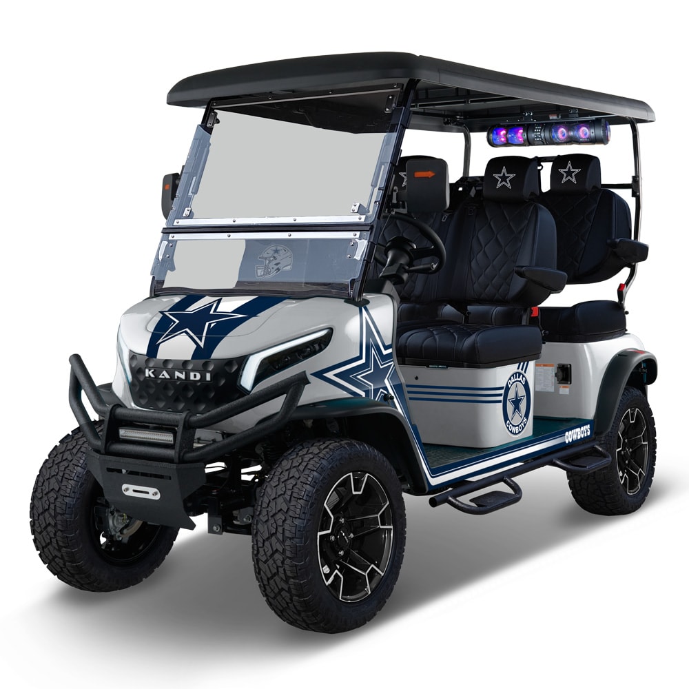 NFL Licensed 4 Seat Electric Golf Cart with Lithium Battery, Max Speed 15 MPH - Dallas Cowboys | - KANDI NFL4PROF-L-DAL