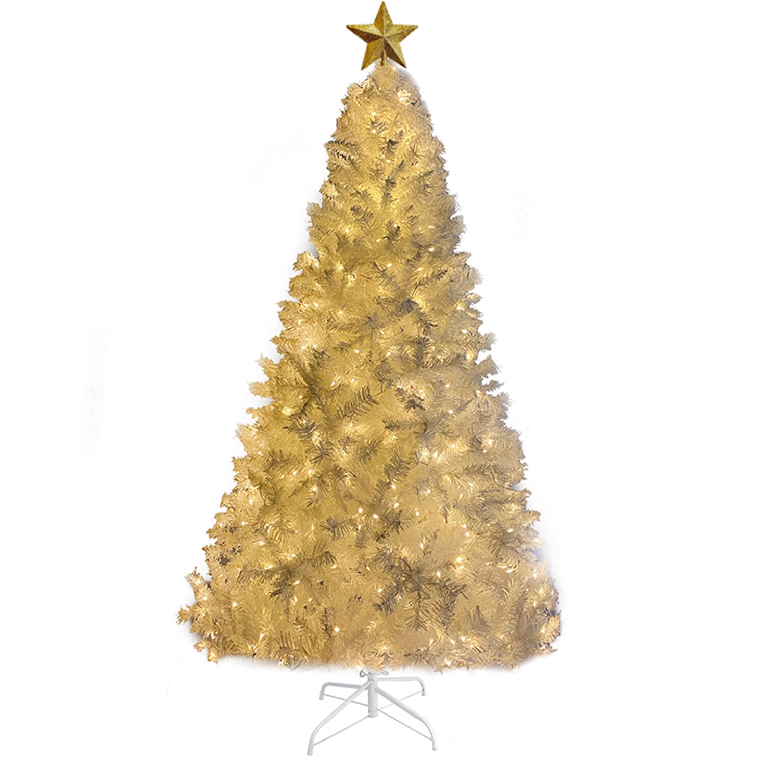 SINOFURN SYA380092GN 7-ft Pre-lit Flocked White Artificial Christmas Tree with LED Lights
