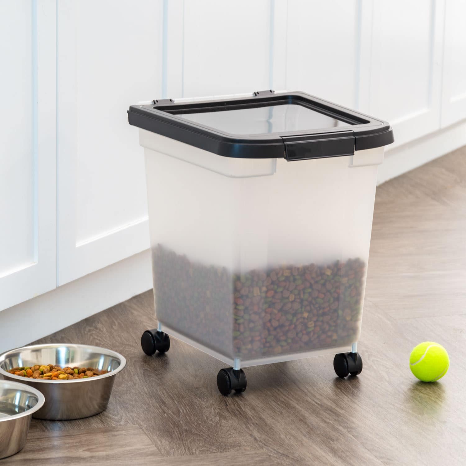 Clear Black 25 lb Airtight Plastic Pet Food Container