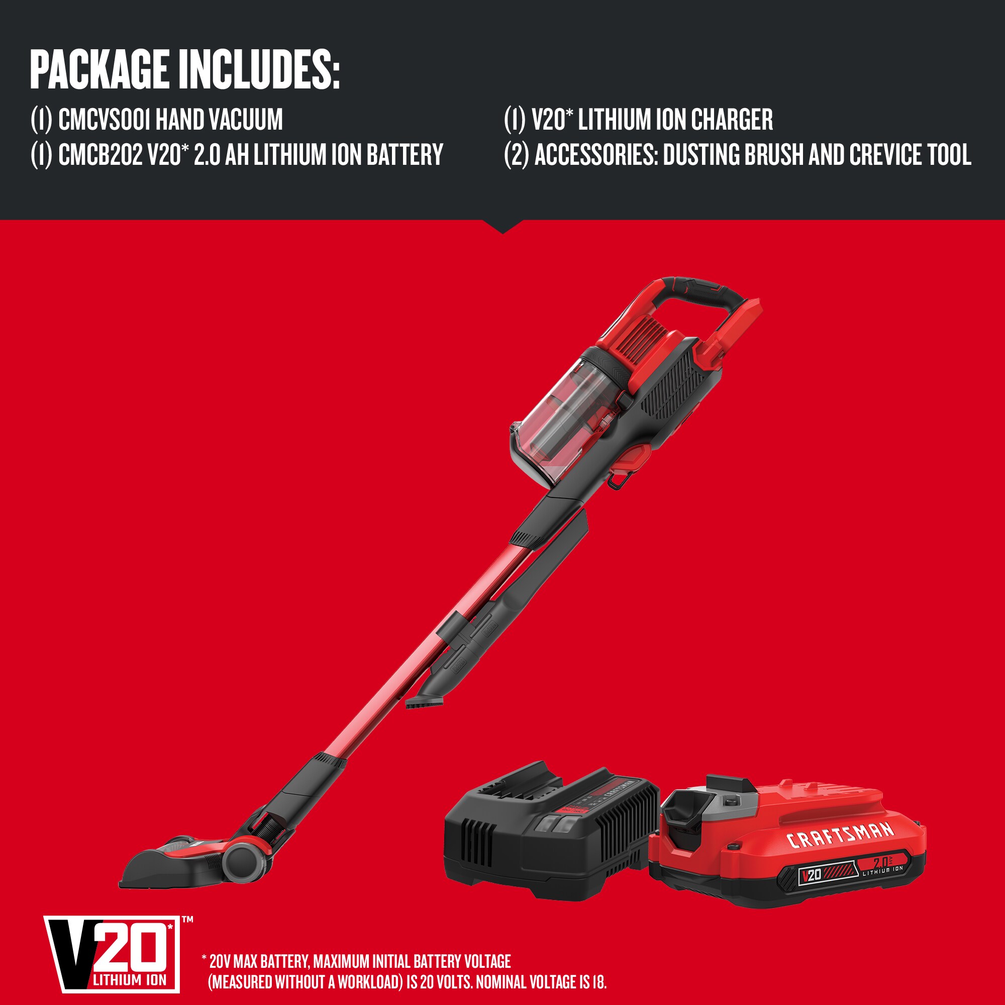 CRAFTSMAN V20 20 Volt Cordless Pet Stick Vacuum
