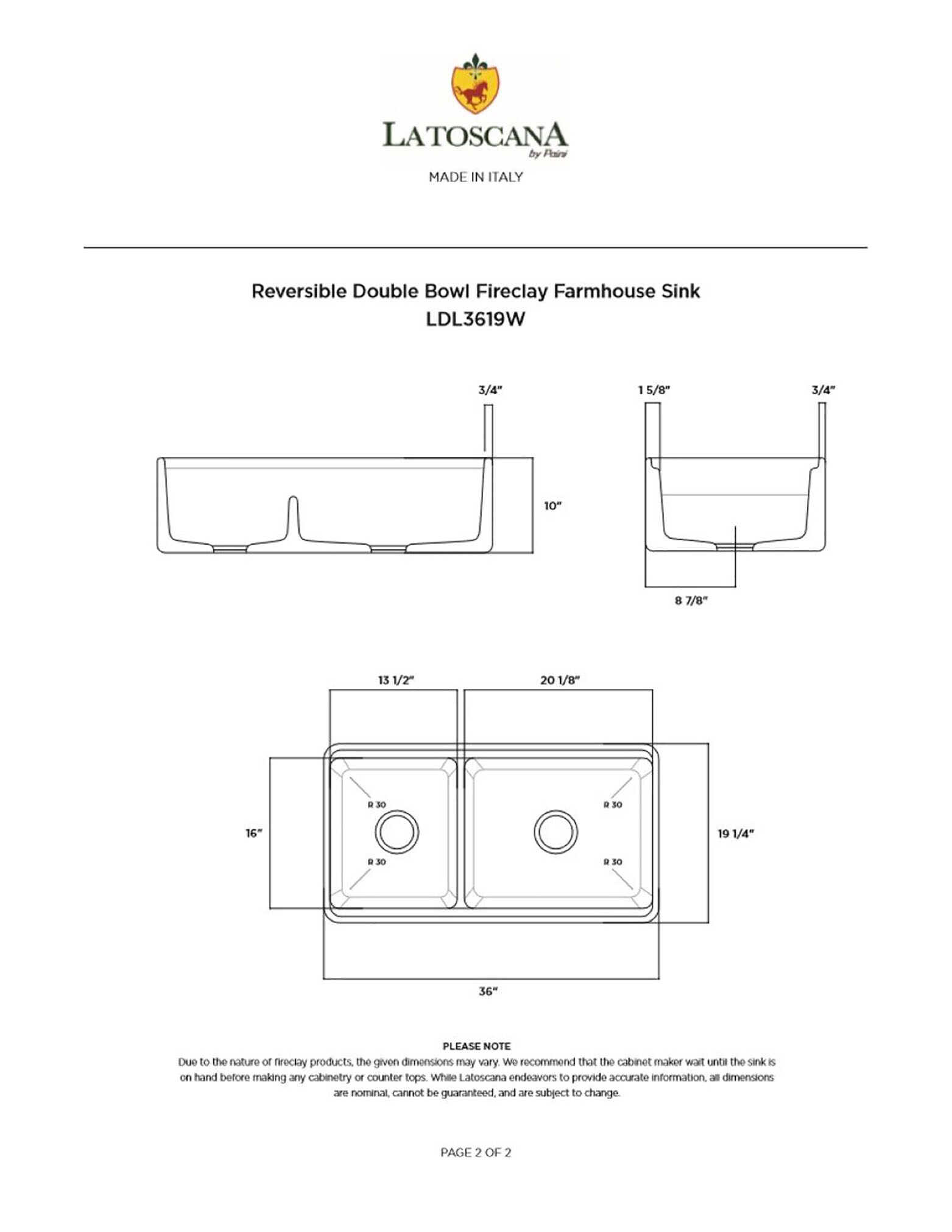 Latoscana Kitchen Farmhouse Apron Front 36 In X 19 In White Gloss