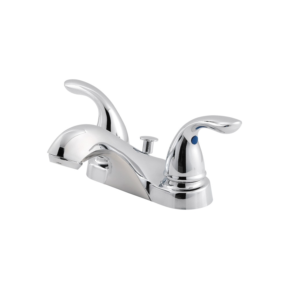 Pfister 712330 Chrome 4-in centerset 2-handle WaterSense Low-arc Residential Handle Bathroom Sink Faucet with Drain