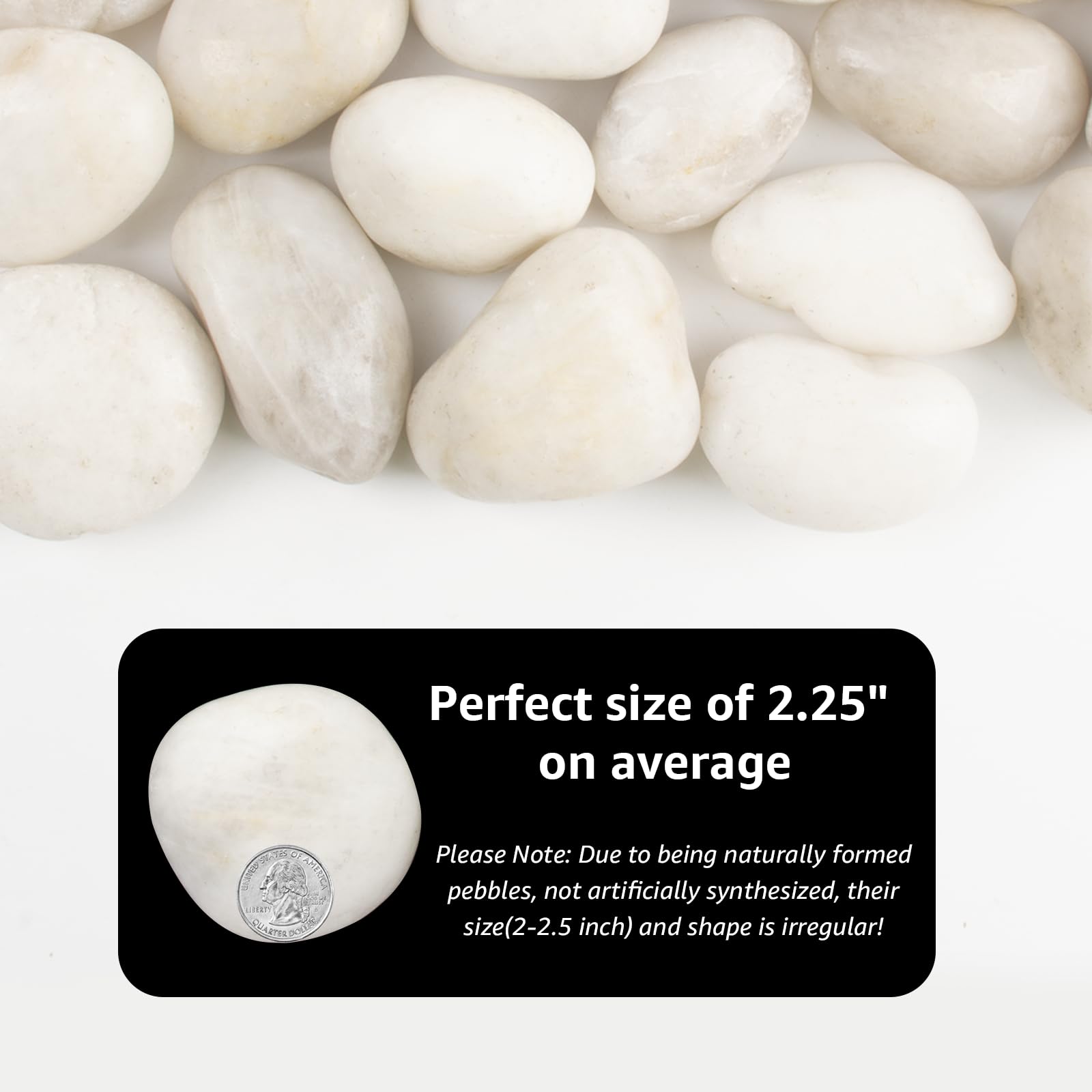 Afoxsos Natural Polished White River Rocks Two to Three Inches Forty ...