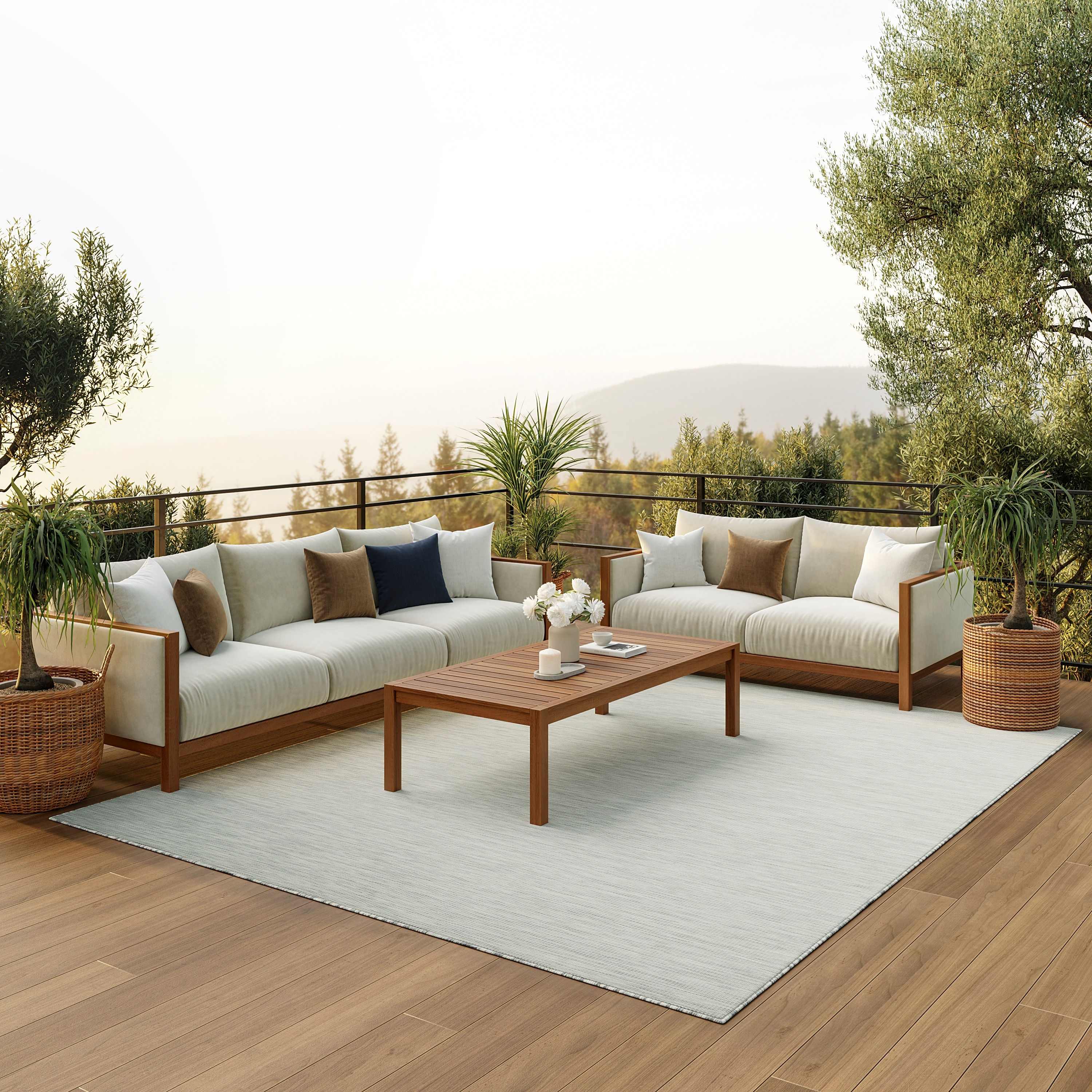 Nourison 99446842299 Positano 9 x 12 (ft) Loomed Polypropylene Light Grey Rectangular Indoor/Outdoor Solid Area rug