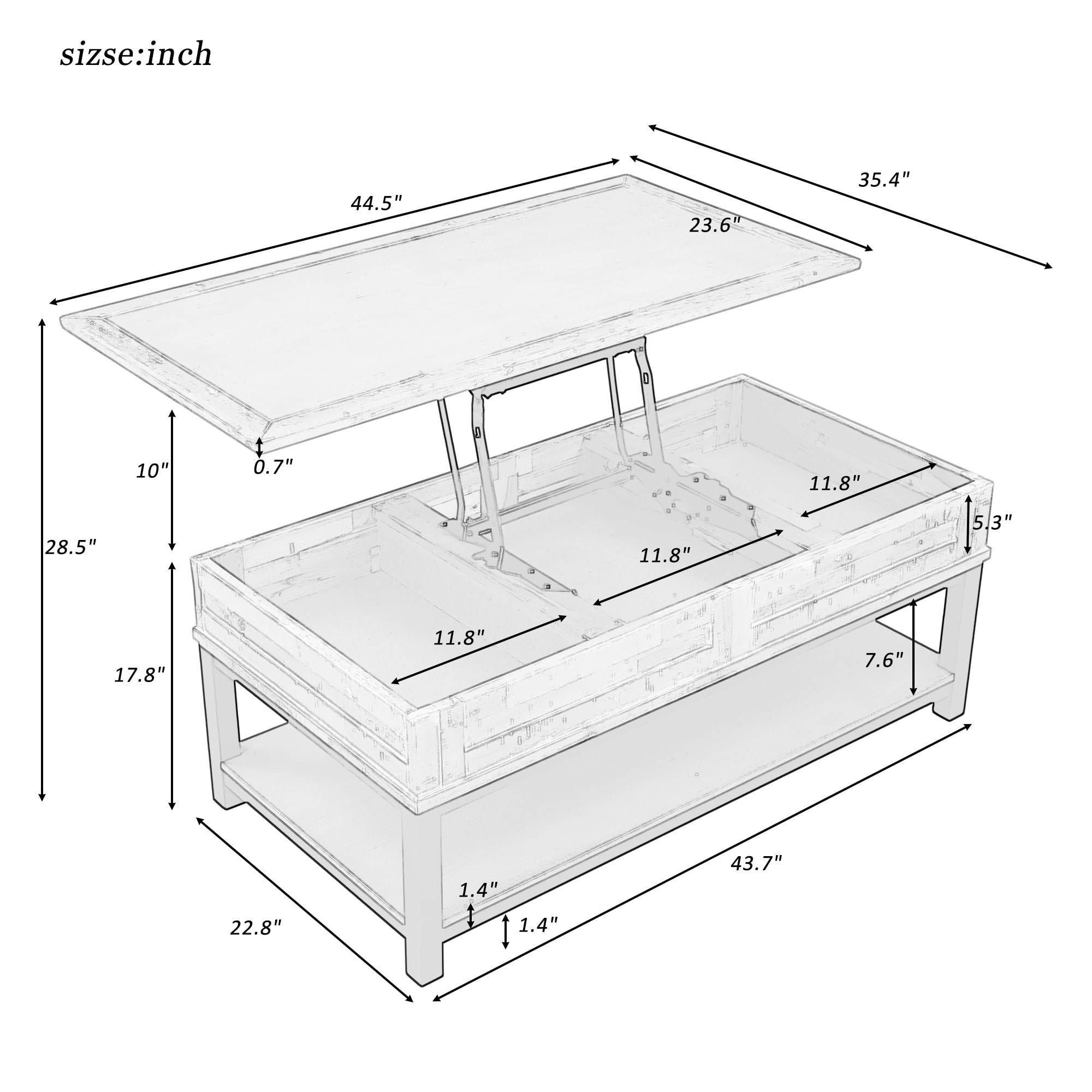 Clihome MA-WF-HT-16045 Coffee-Tables - View #10