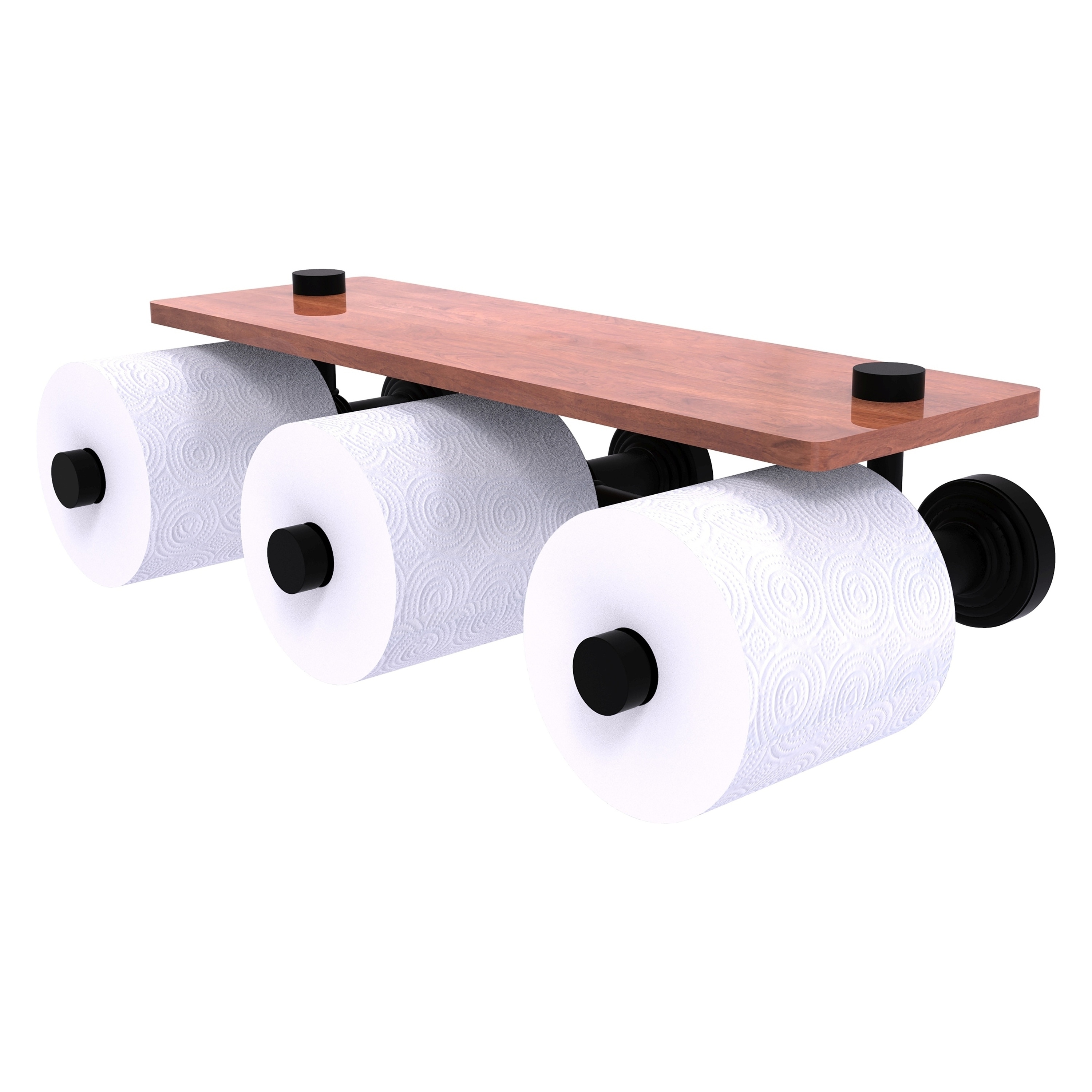 Allied Brass WP-35-3S-IRW-BKM Waverly Place Matte Black Wall mount Double post Toilet Paper Holder 3 -Rolls with Storage