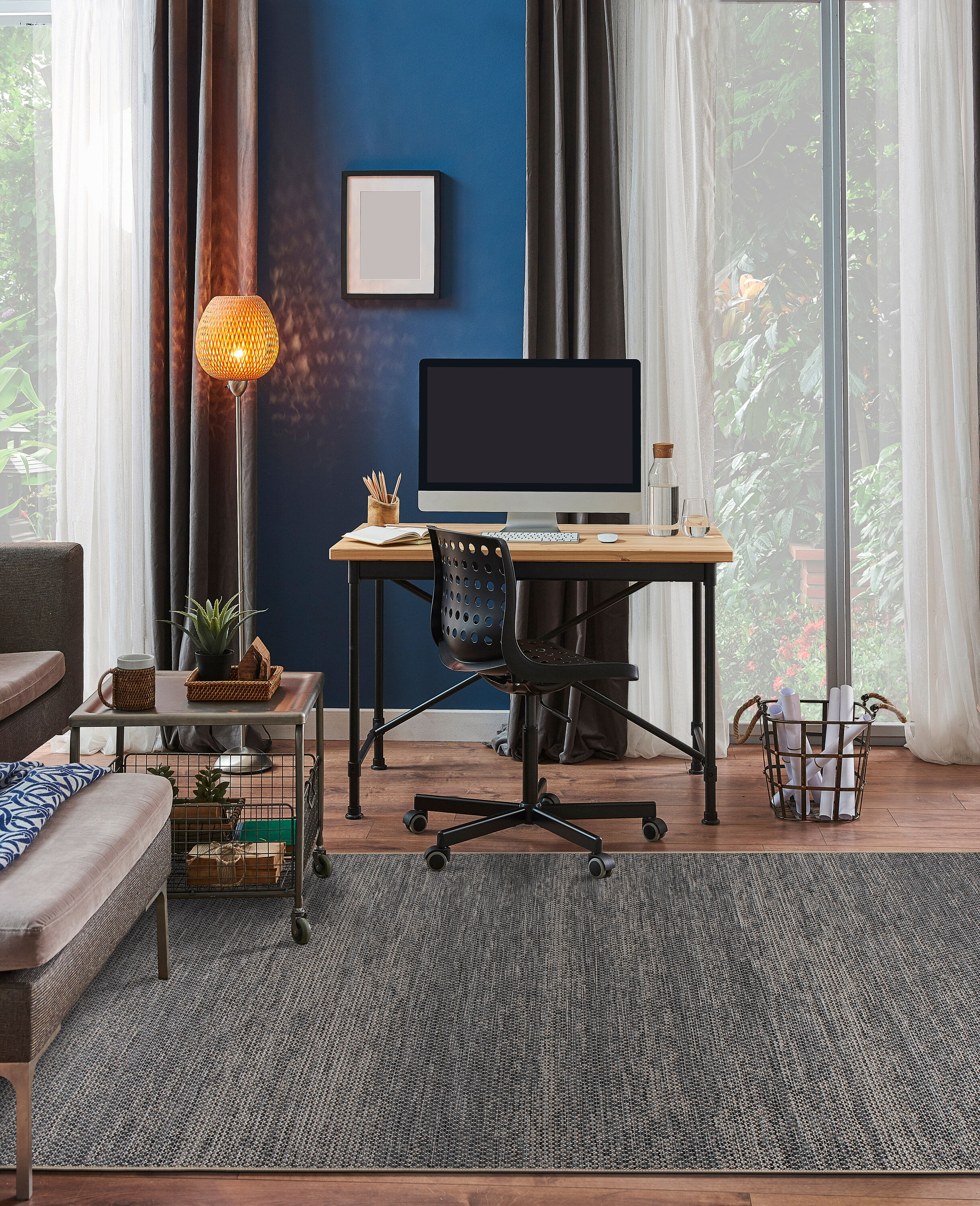 Dual-Use Modern Geometric Gray Flatweave 5' x 7' Rug