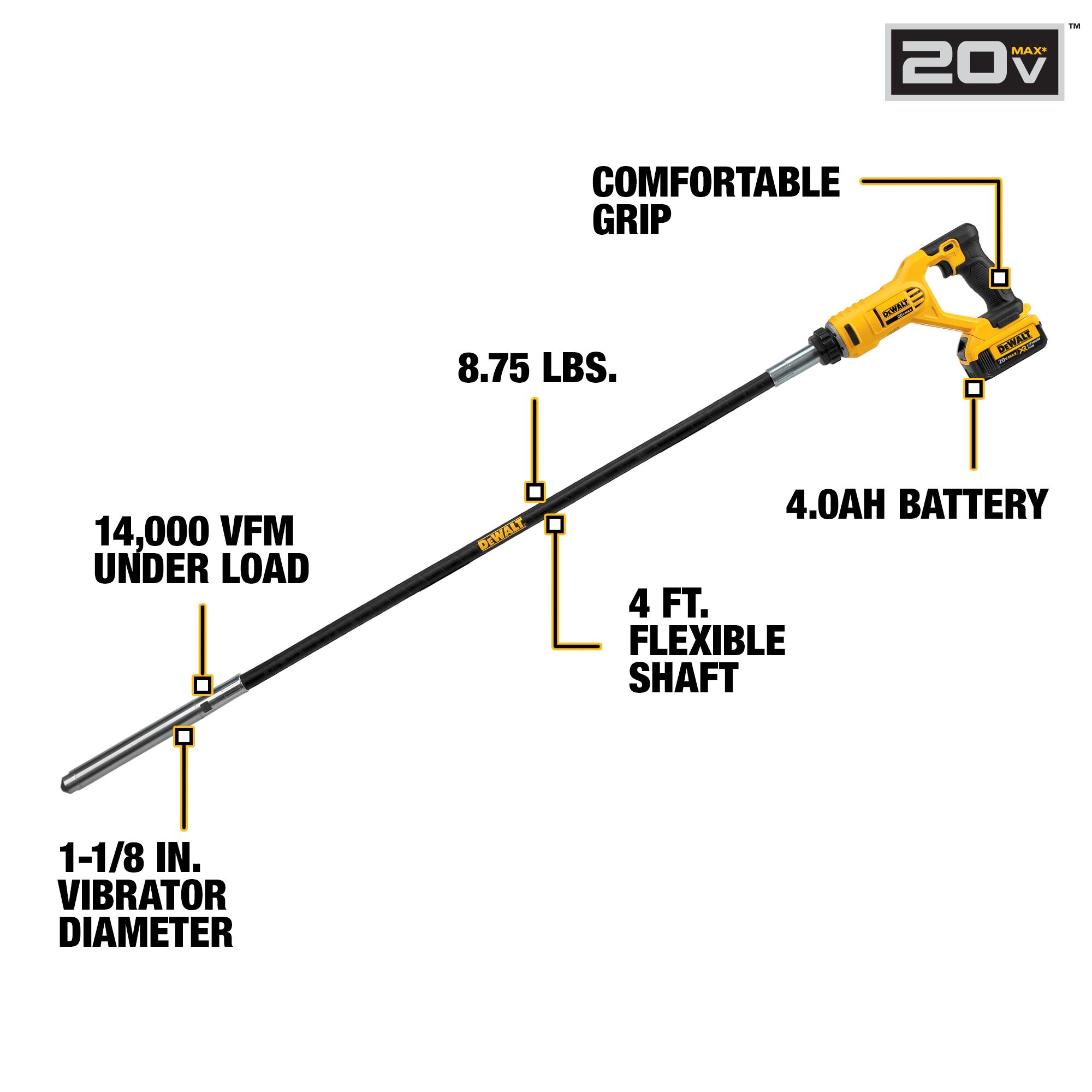 DEWALT 20 V MAX Pencil Vibrator Kit in the Concrete Vibrators