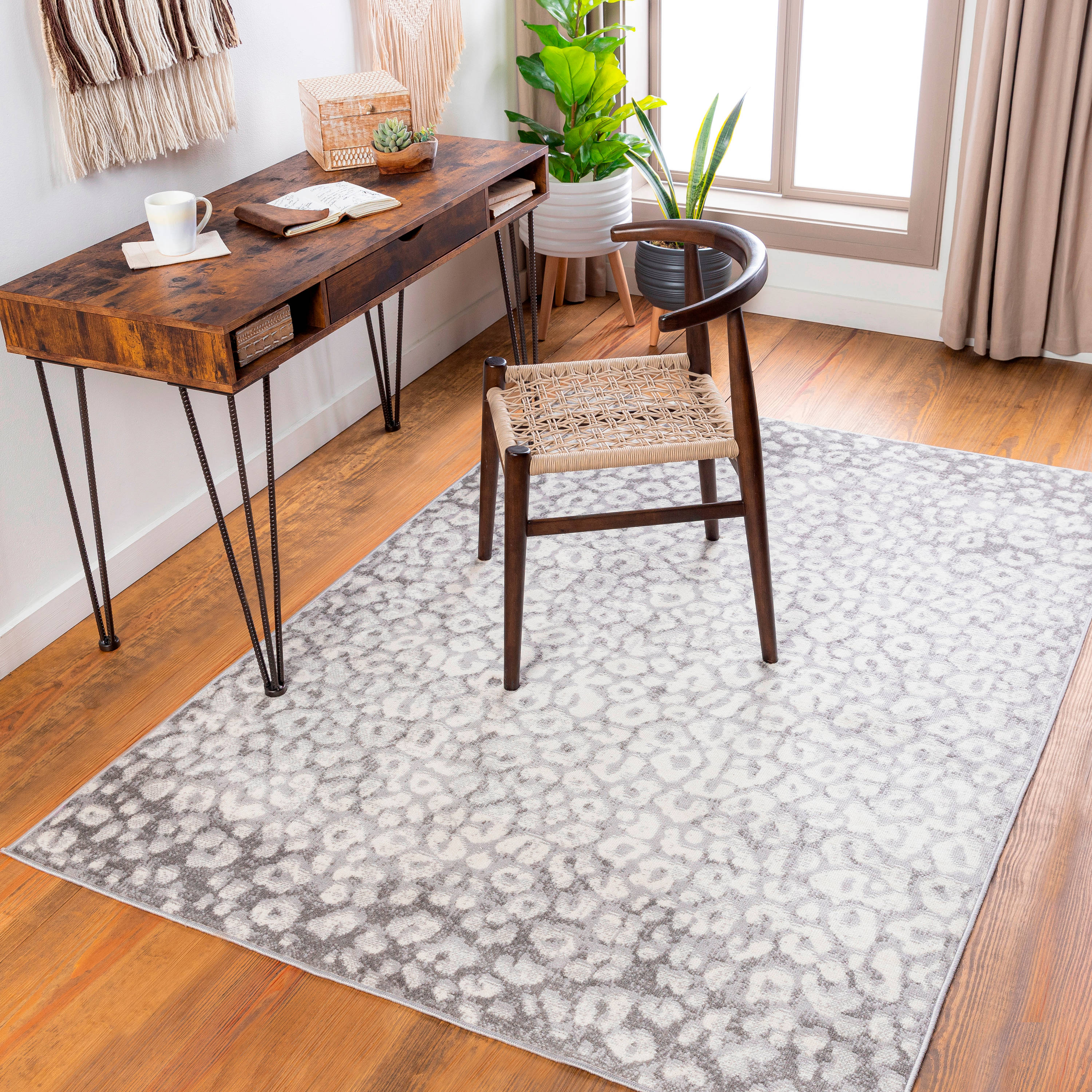 Artistic Weavers PSS2324-71010 Pisa 8 X 10 (ft) Light Grey Indoor Animal Print Mid-century Modern Area Rug