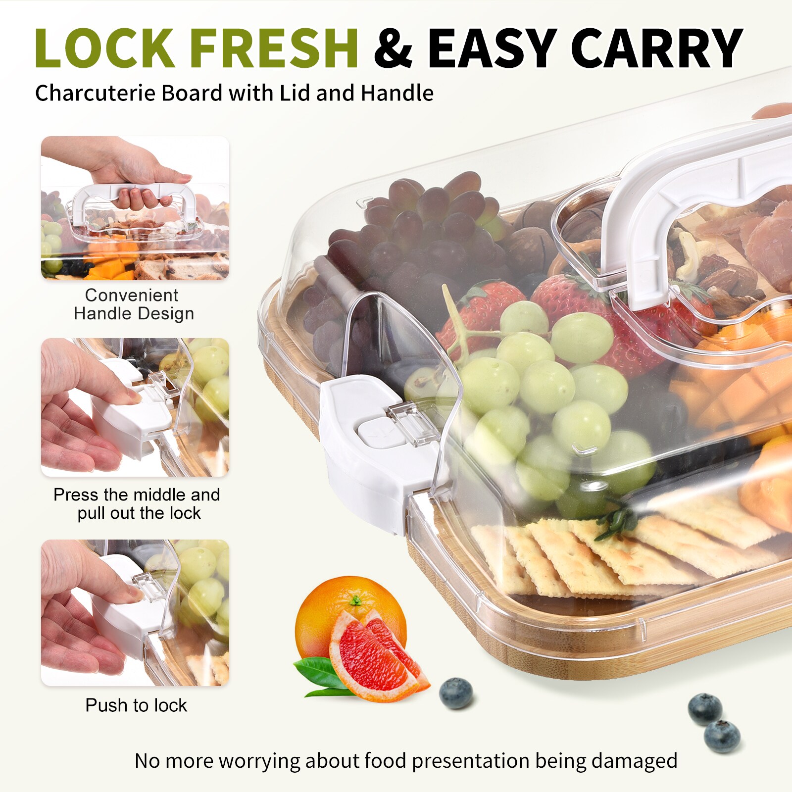 Charcuterie Board With Lid And Handle Portable Cheese Board 4