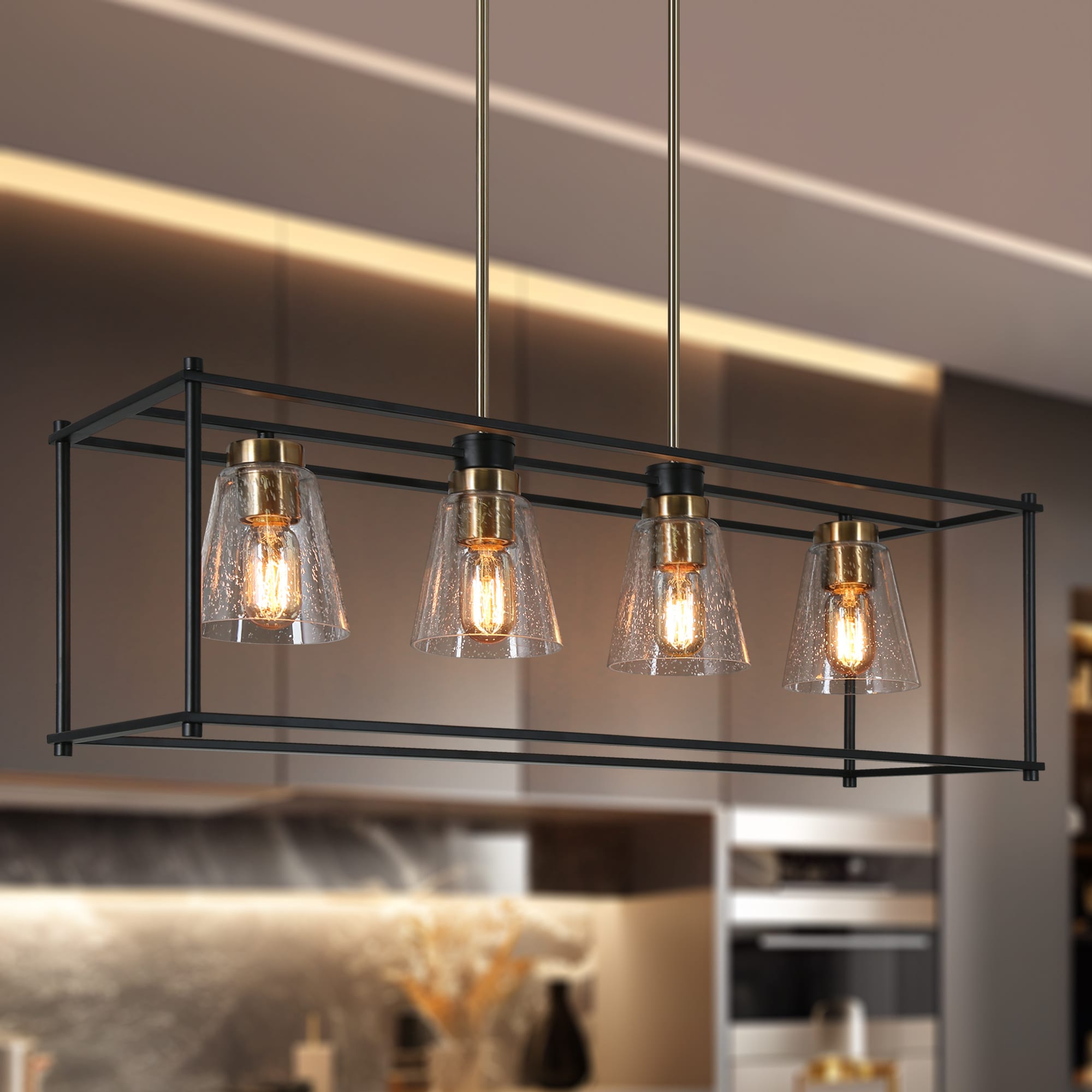ZEVNI Tobey 4-Light Polished Black Industrial Led Cage