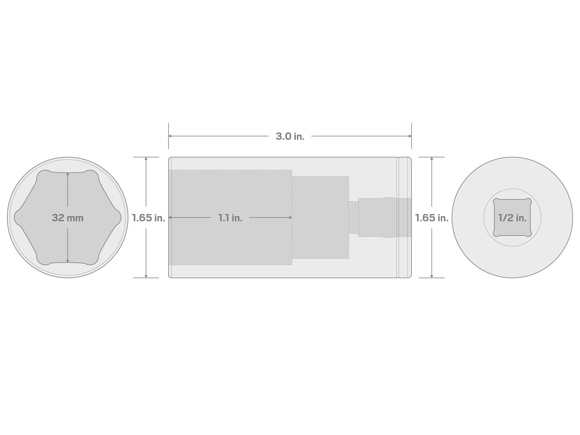 TEKTON Metric 1/2-in Drive 6-point 32Mm Deep Socket in the Sockets