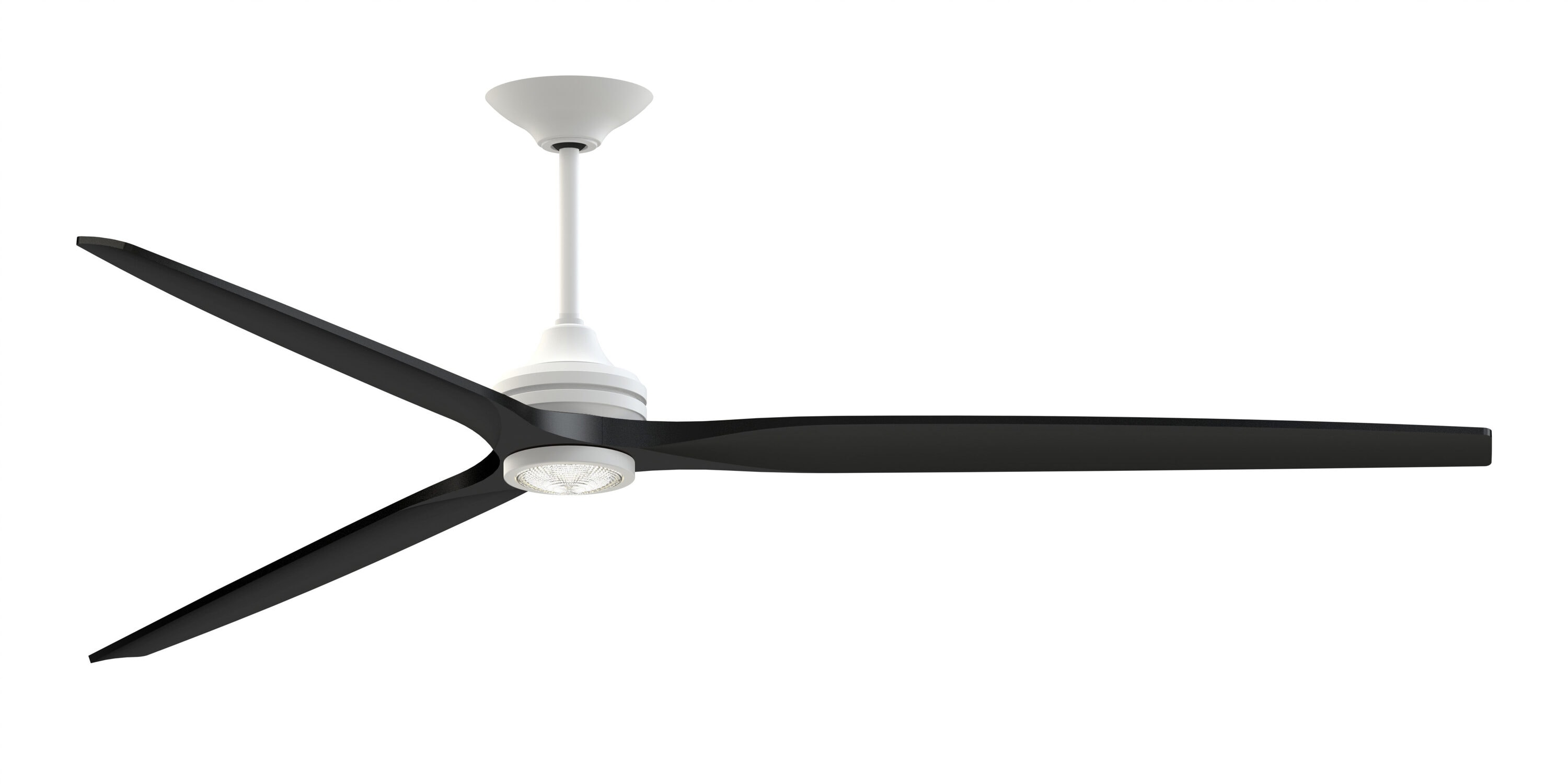 Fanimation FPD6721BMW-96BL-LK Spitfire 96-Inches Matte White with Black Blades Color-Changing Integrated LED Fixture Indoor/Outdoor Downrod mount Smart Compatible Propeller Ceiling Fan With Light and Remote ( 3 -Blade)