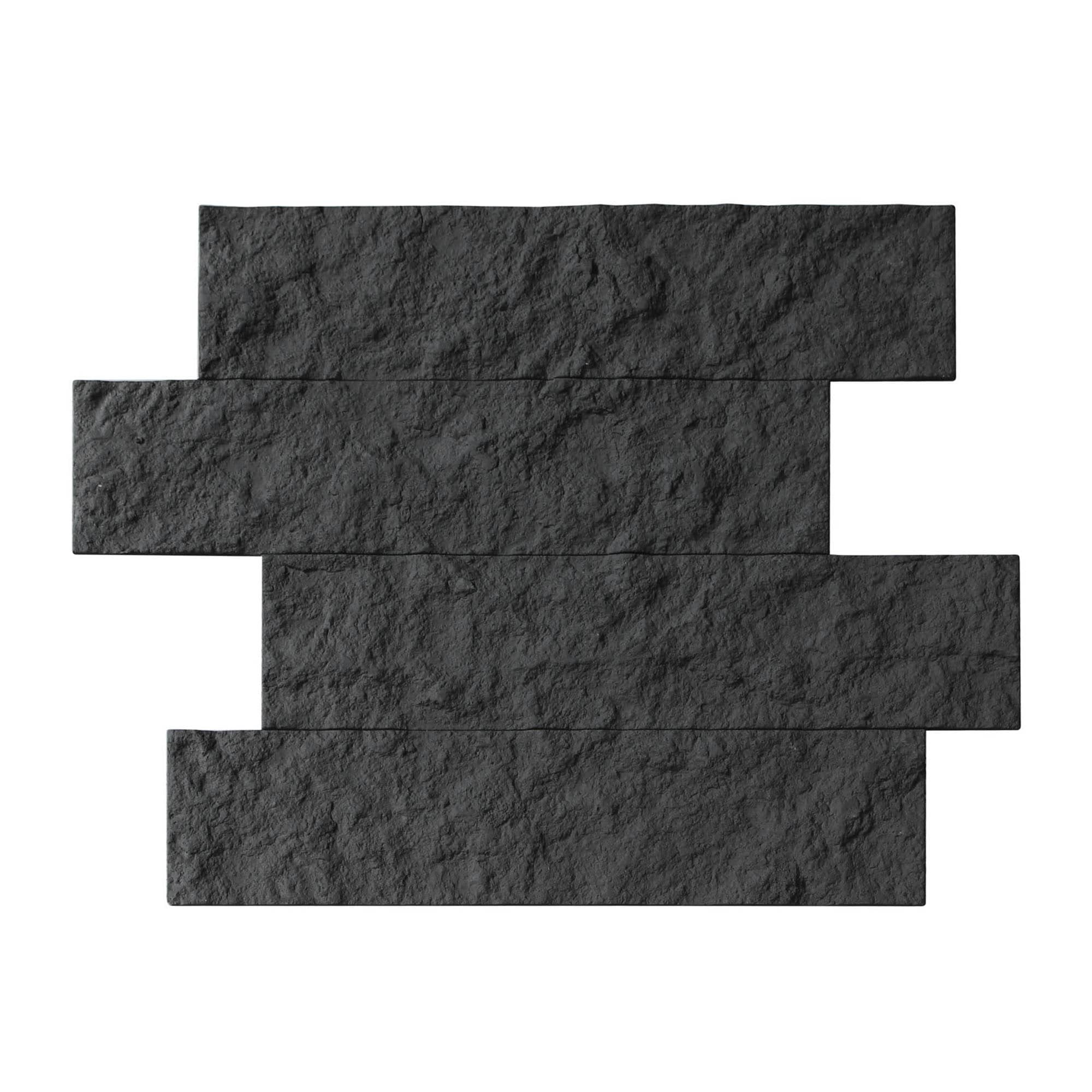 LuxySplash LS04017 Annetta Soft Black 12-in x 15-in Natural Stone Subway Wall Tile (1-sq. ft/ Piece)