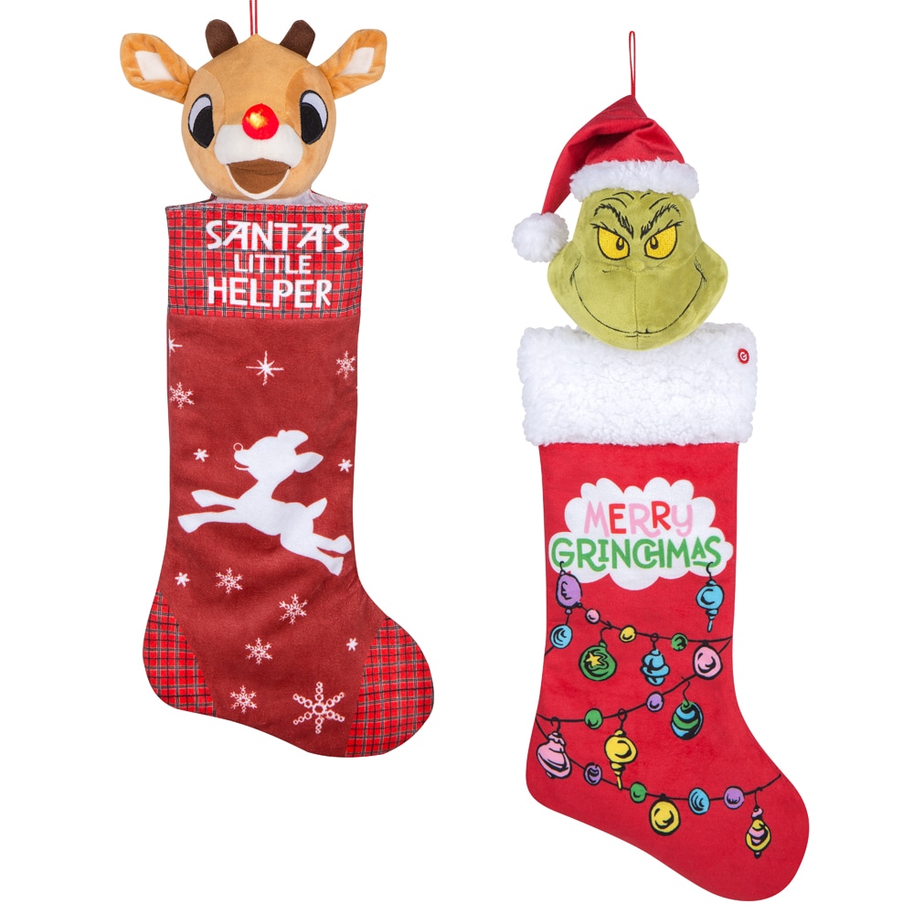 Grinch 25.5-in Red Musical Christmas Stocking in the Christmas ...