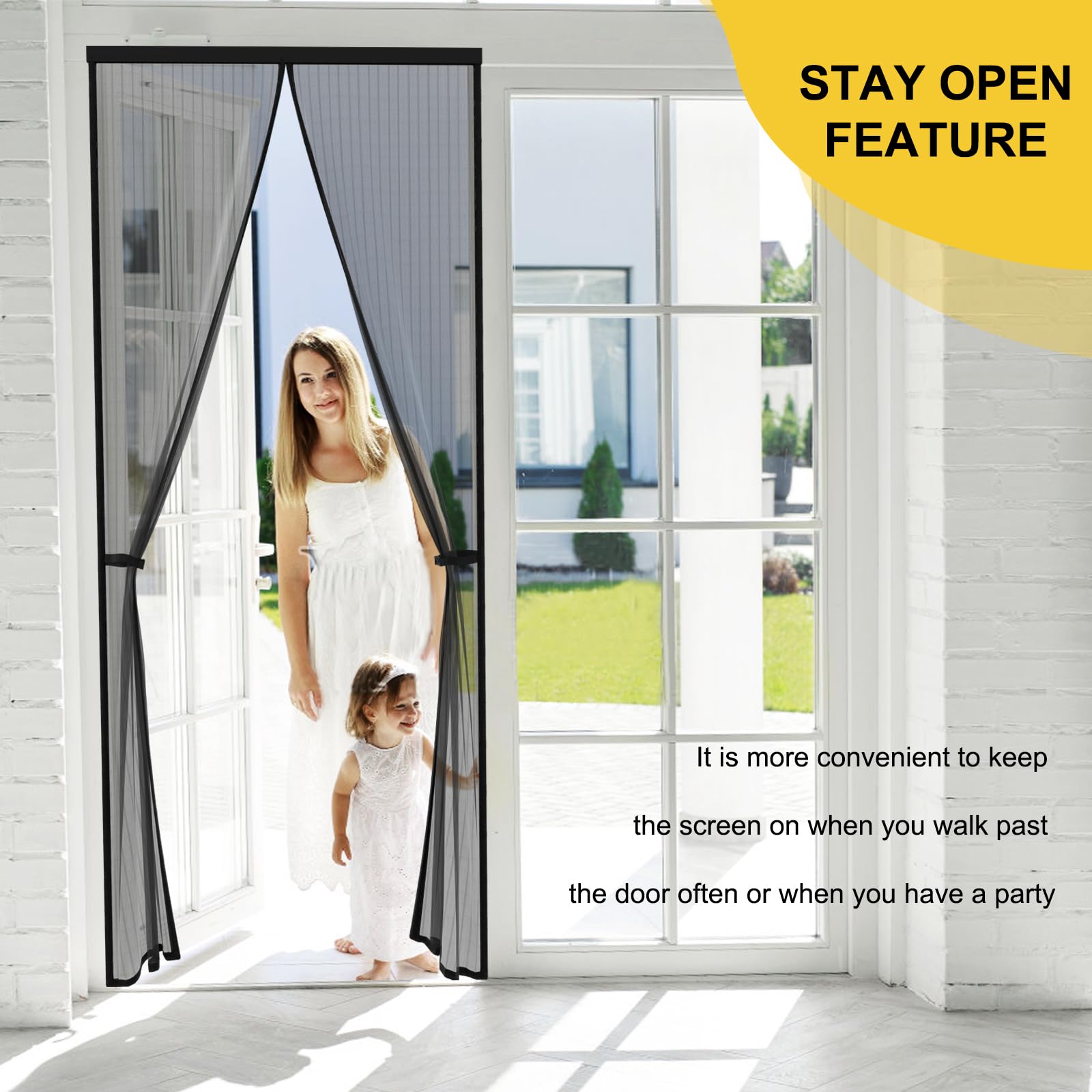 Phyfalip Magnetic Screen Door Fits 32 x 80 Inch Door Size Hands Free ...