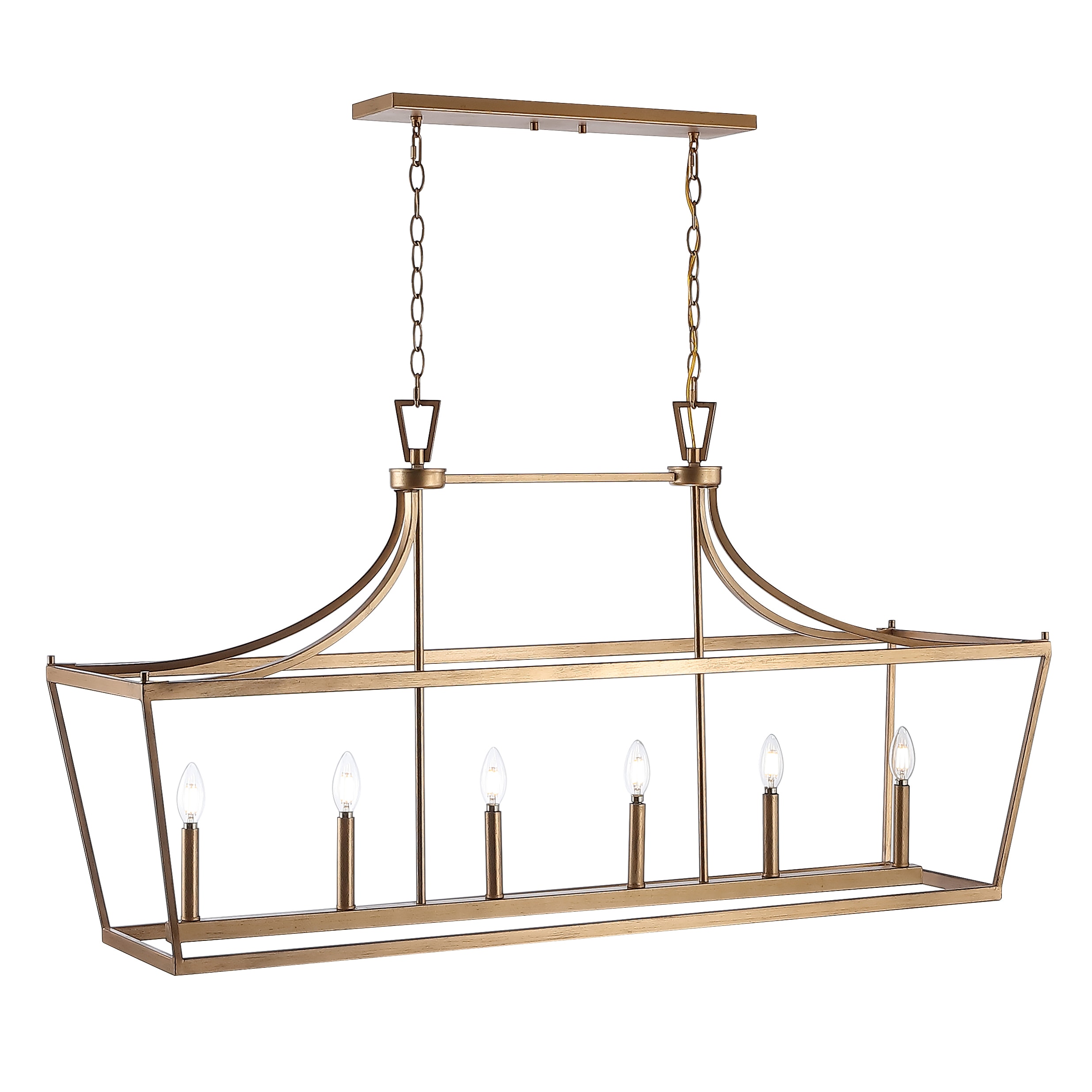 Safavieh PND4093C Aroris 6-Light Gold Painted Rustic Linear LED Hanging Pendant Light