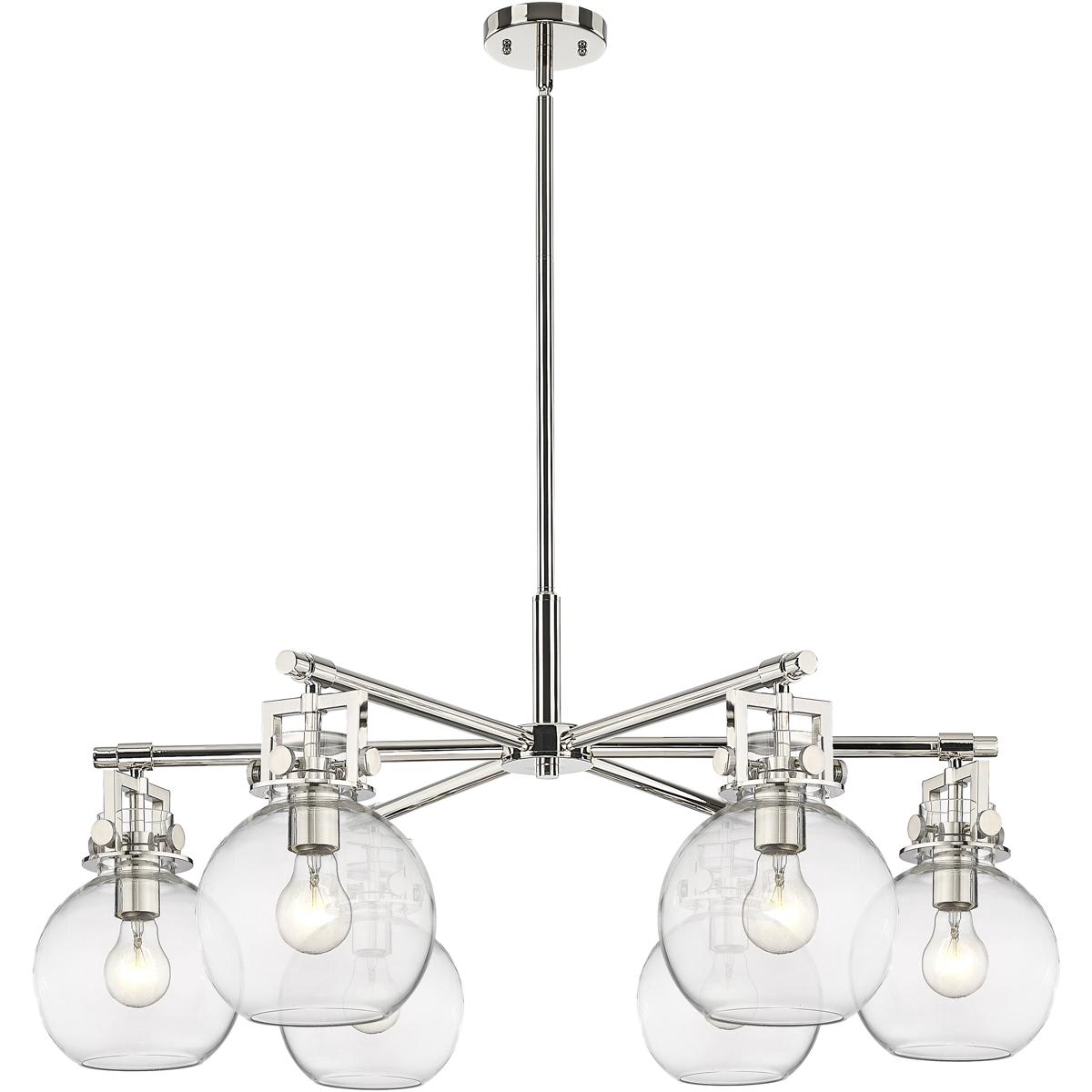 Innovations Lighting -  411-6CR-PN-G410-7CL Newton Sphere Chandelier Polished Nickel