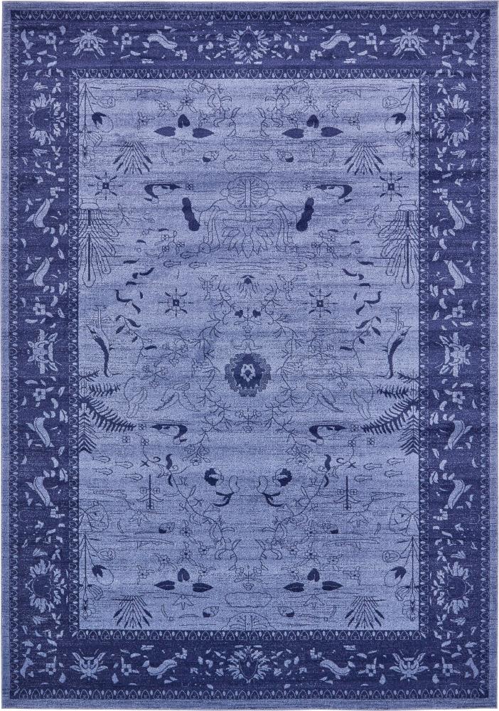 Unique Loom 3133368 Floral La Jolla 10 x 13 (ft) Loomed Polypropylene Blue/Navy Blue Rectangular Indoor Floral/Botanical Area rug