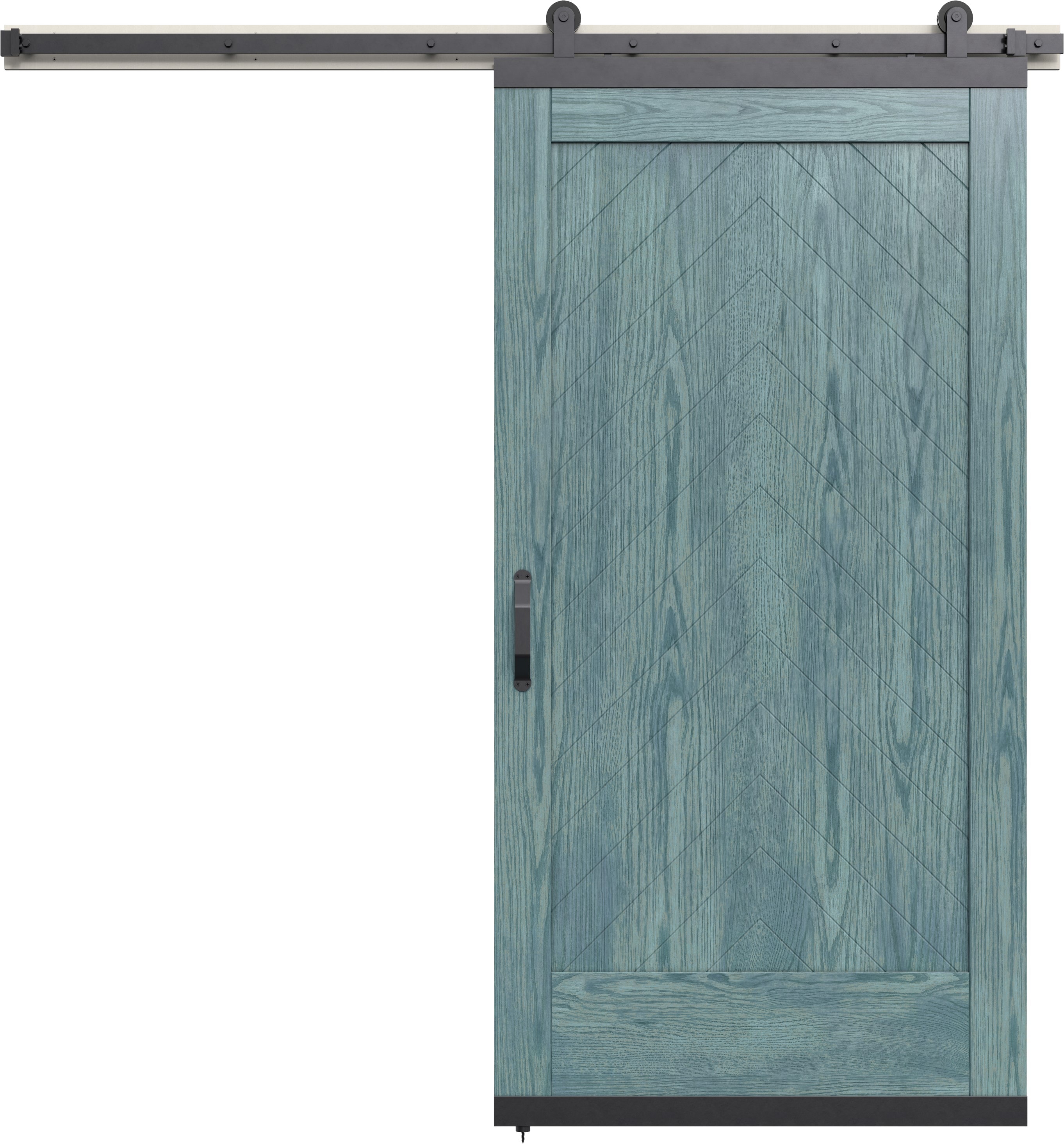 JELD-WEN LOWOLJW248500059 42-in x 96-in Coastal Cool Chevron White oak Wood Solid core Single Barn Door (Hardware Included)