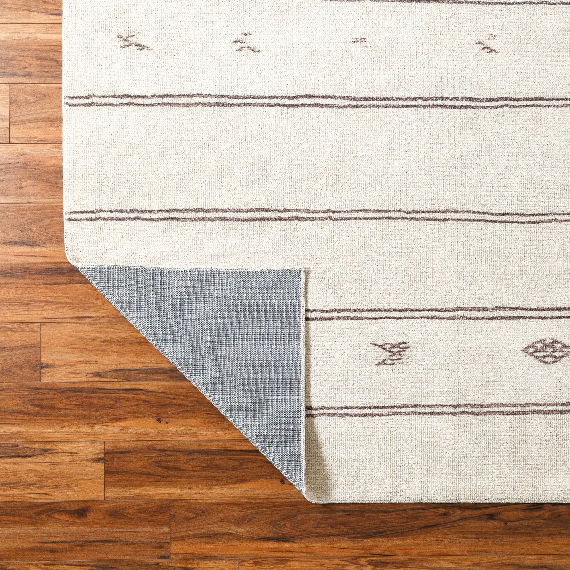 Modern Gray Stripe Synthetic Area Rug 6 ft 7 in Square