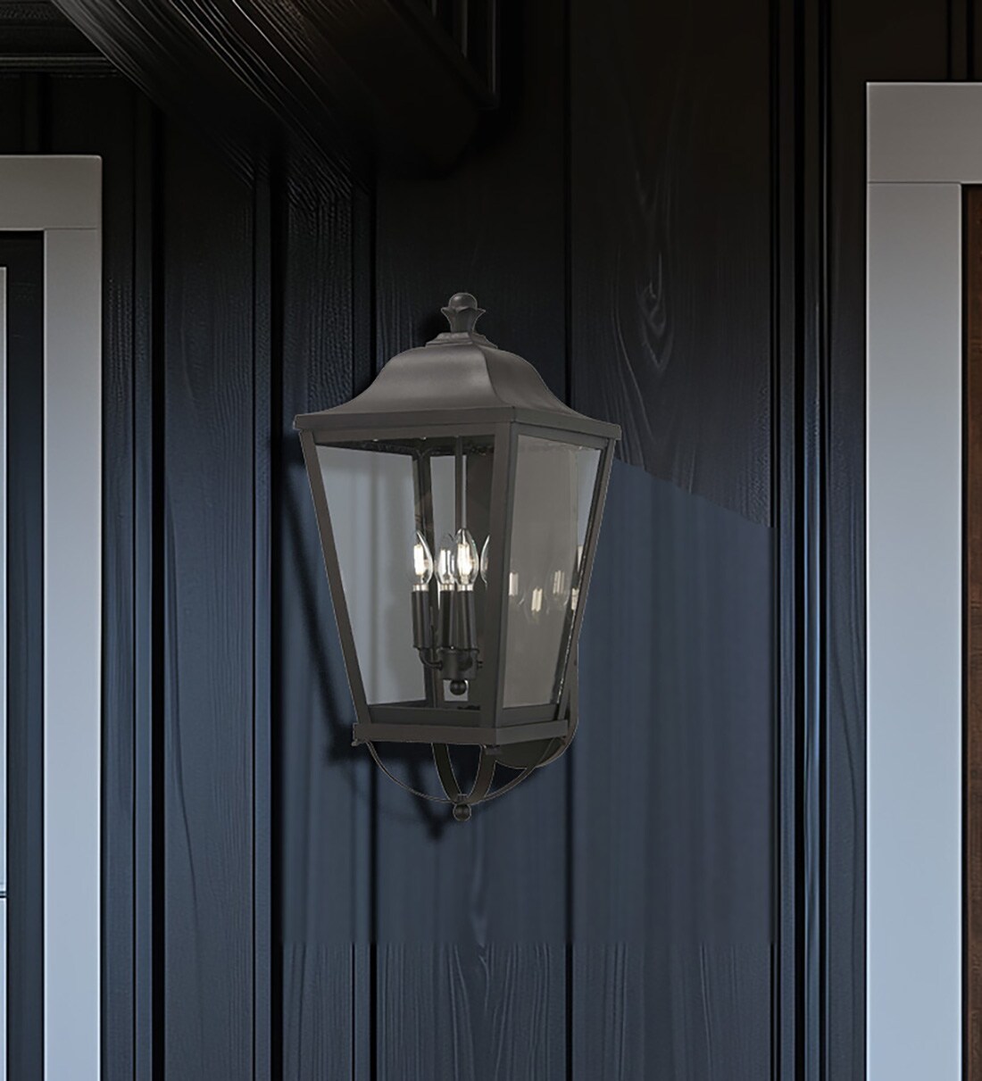 The Great Outdoors 73283-66 Savannah 4 -Light 25.5-in H Matte Black Hardwired Outdoor Wall Light