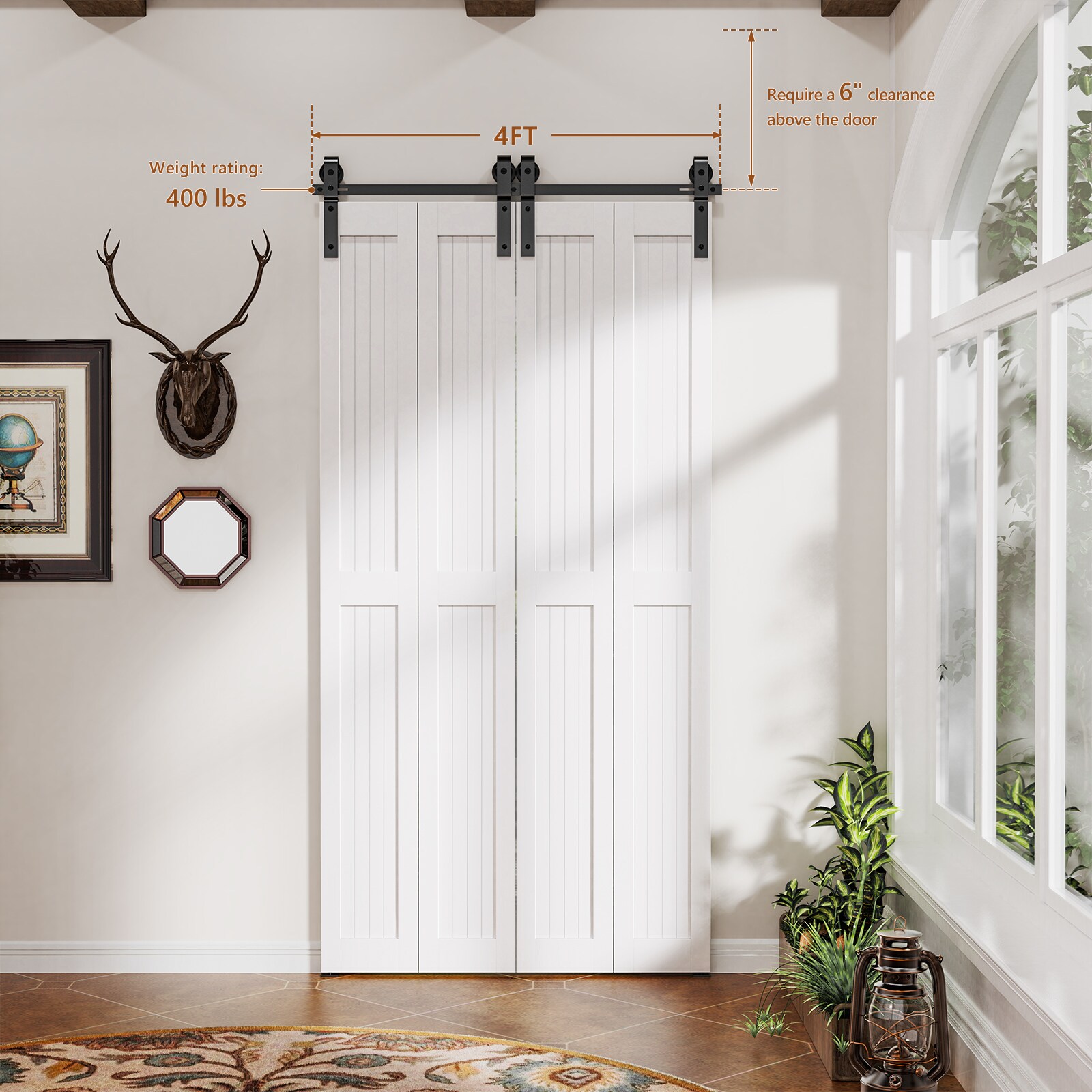 LOVMOR BF-4FT-4DOOR Barn-Door-Roller-Kits - View #3