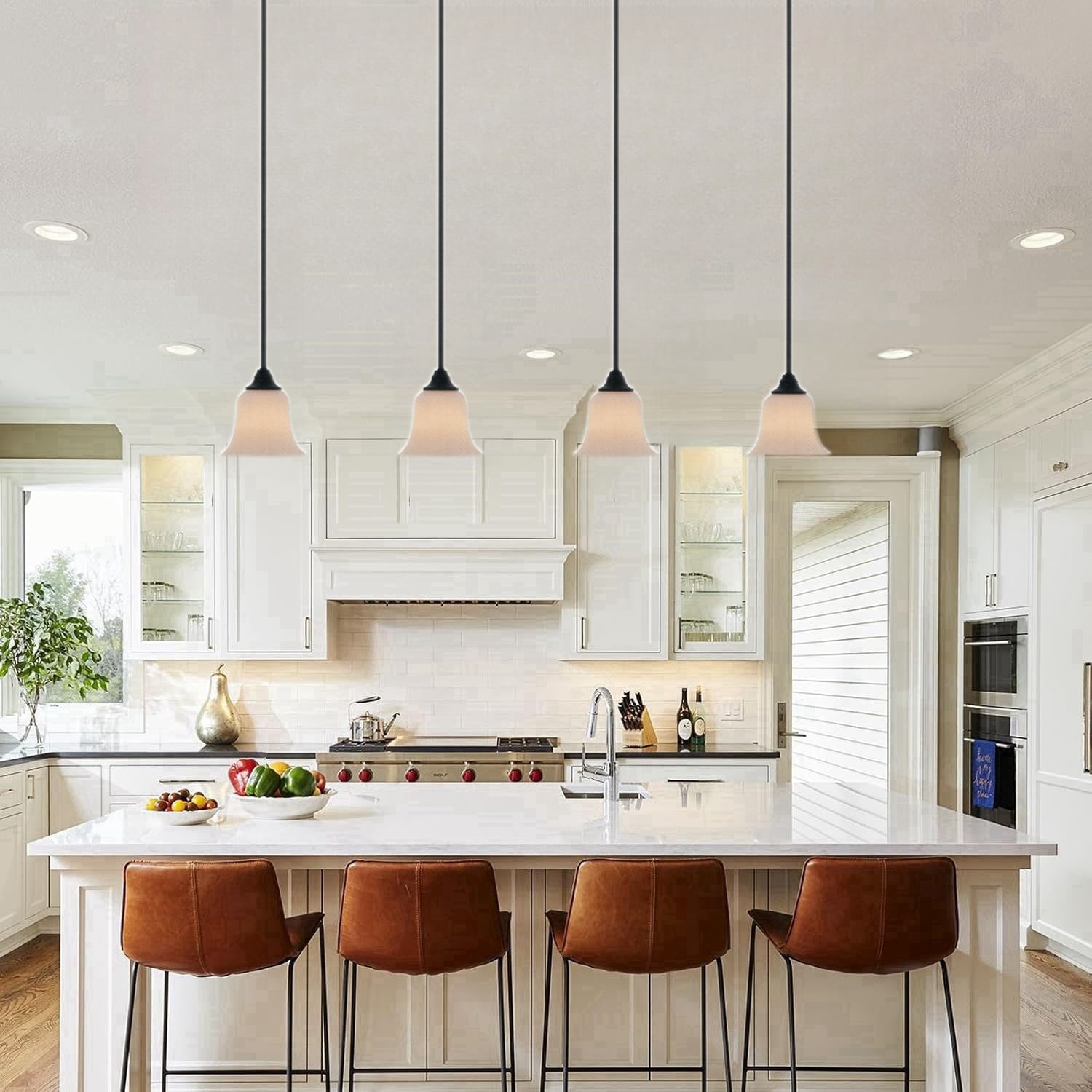 Elegant Oil-Rubbed Bronze 57" Mini Pendant with Frosted White Glass Shade