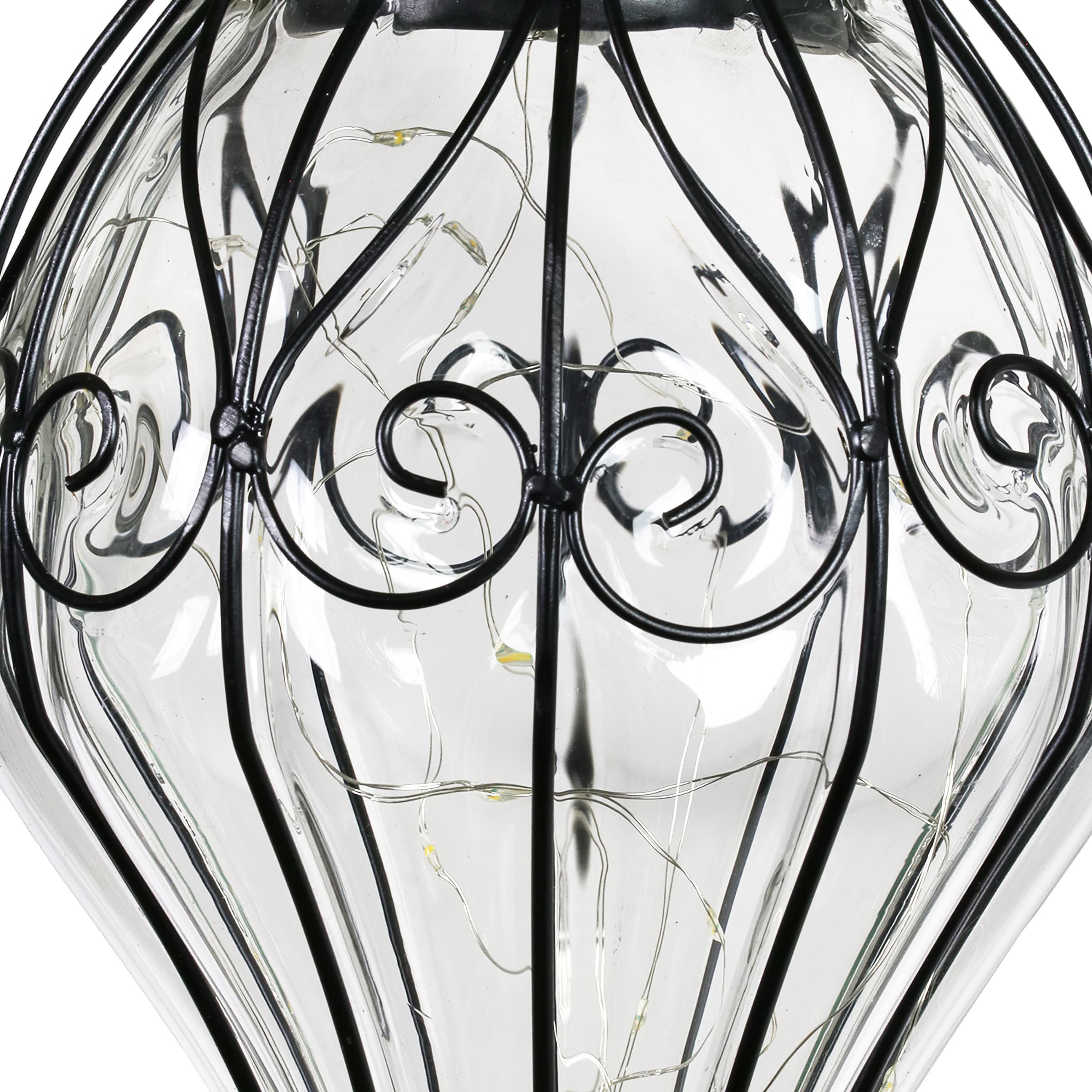Elegant Clear Glass Solar Hanging Lantern with LED Lights
