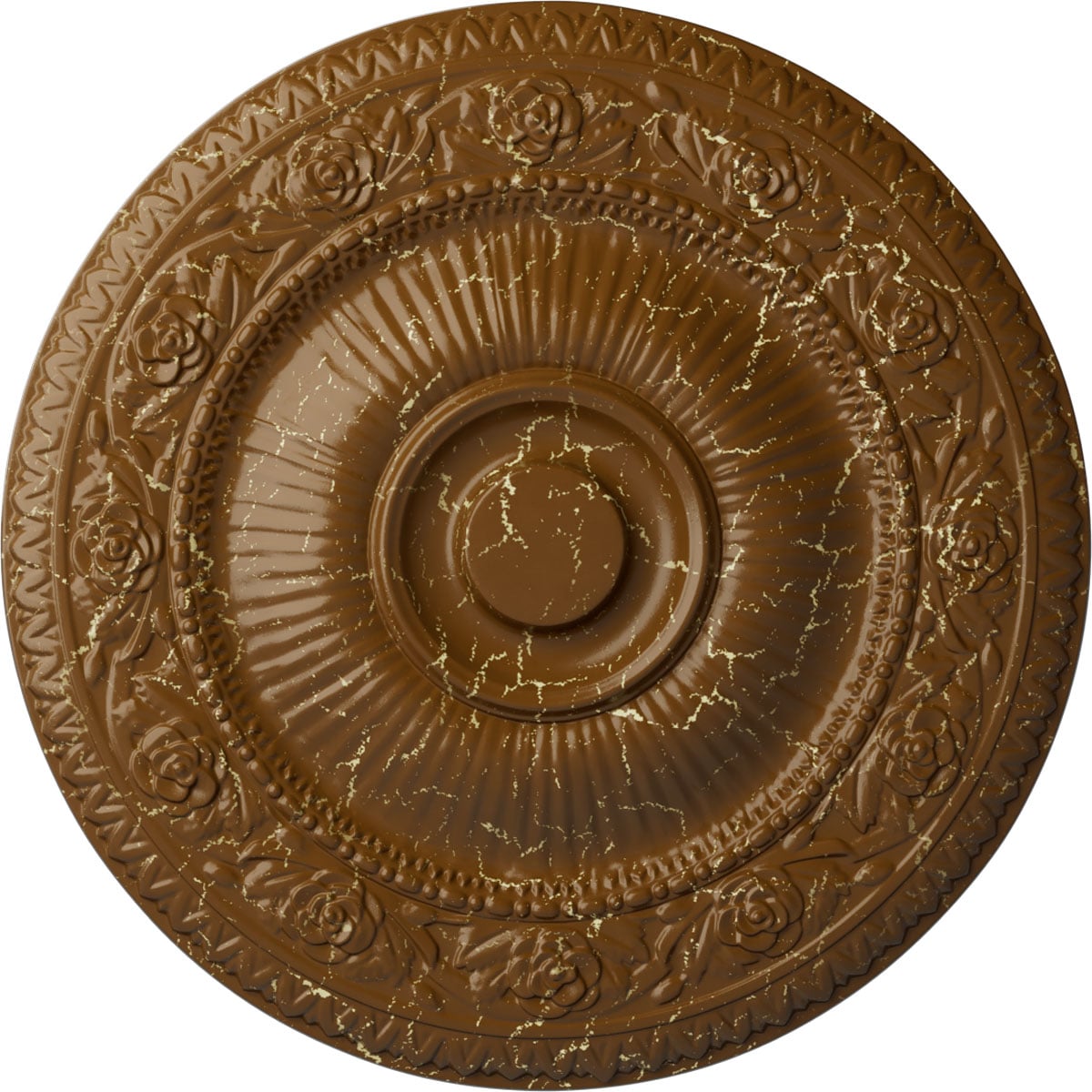 Ekena Millwork CM24NASTC Neuveau 24.25-in W x 24.25-in L Painted Smokey Topaz Crackle Polyurethane Whole Ceiling Medallion