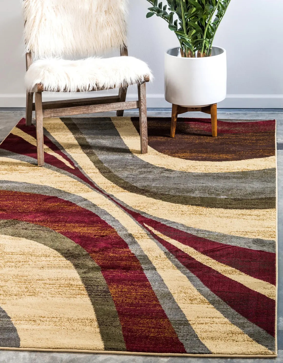 Unique Loom 3200630 Barista 5 x 5 (ft) Loomed Polypropylene Beige Square Indoor Stripe Area rug