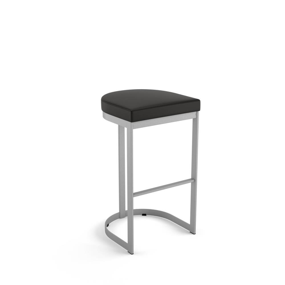 Lester Black Faux Leather / Shiny Grey Metal 30-in H Bar height Upholstered Metal Backless Bar Stool in Gray | - Amisco 44503-30WE/1B53EPF4