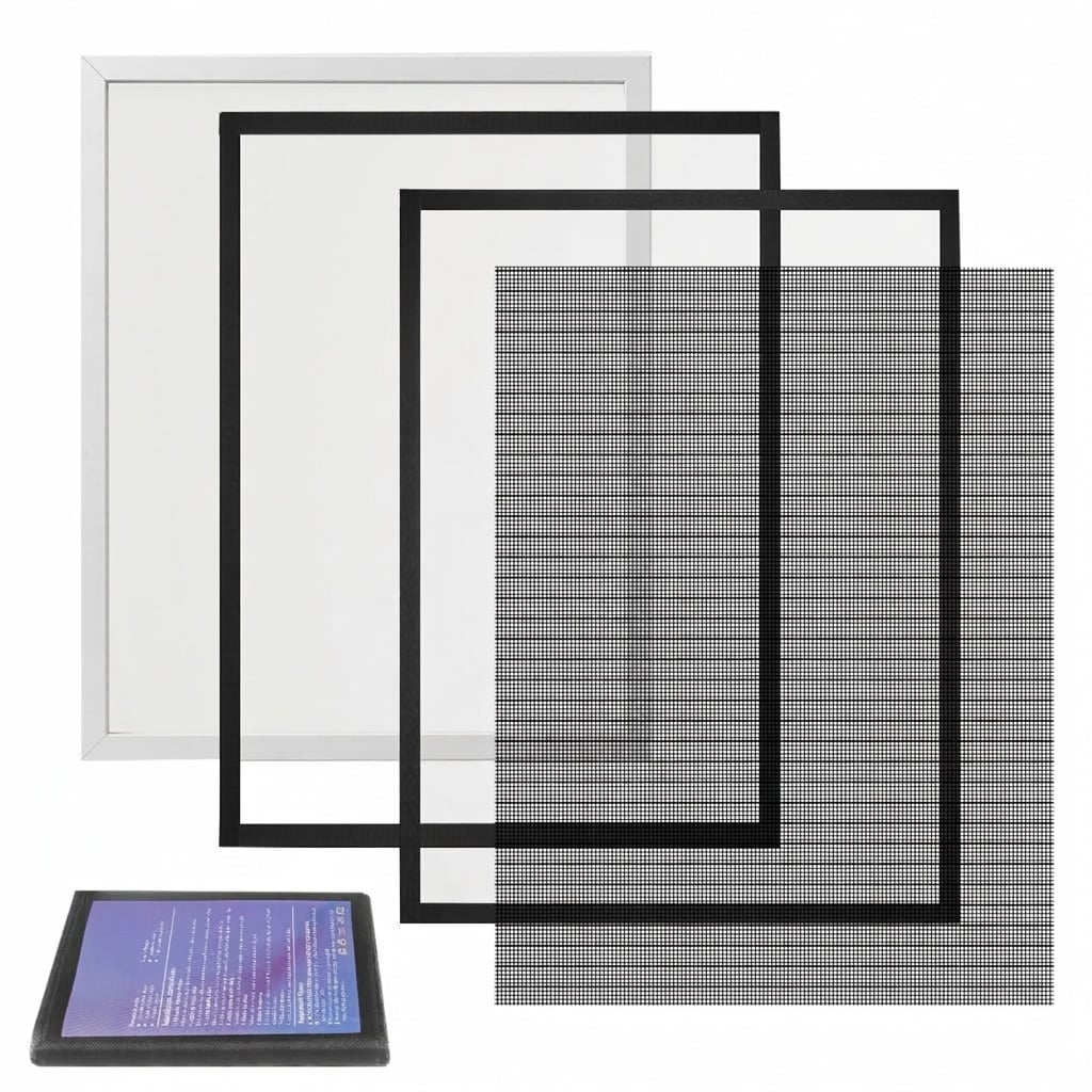 Aoibox  Self Adhesive Window Screen 48 x 60 Inches Cut to Fit Bug Mesh with Hook and Tape for Sliding Windows