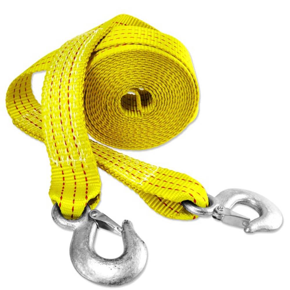 SCITOO Heavy Duty Tie Downs Straps with 2 Hooks 10000 LBs Yellow Tow Strap for Vehicle Recovery 2 Inch x 20 ft 