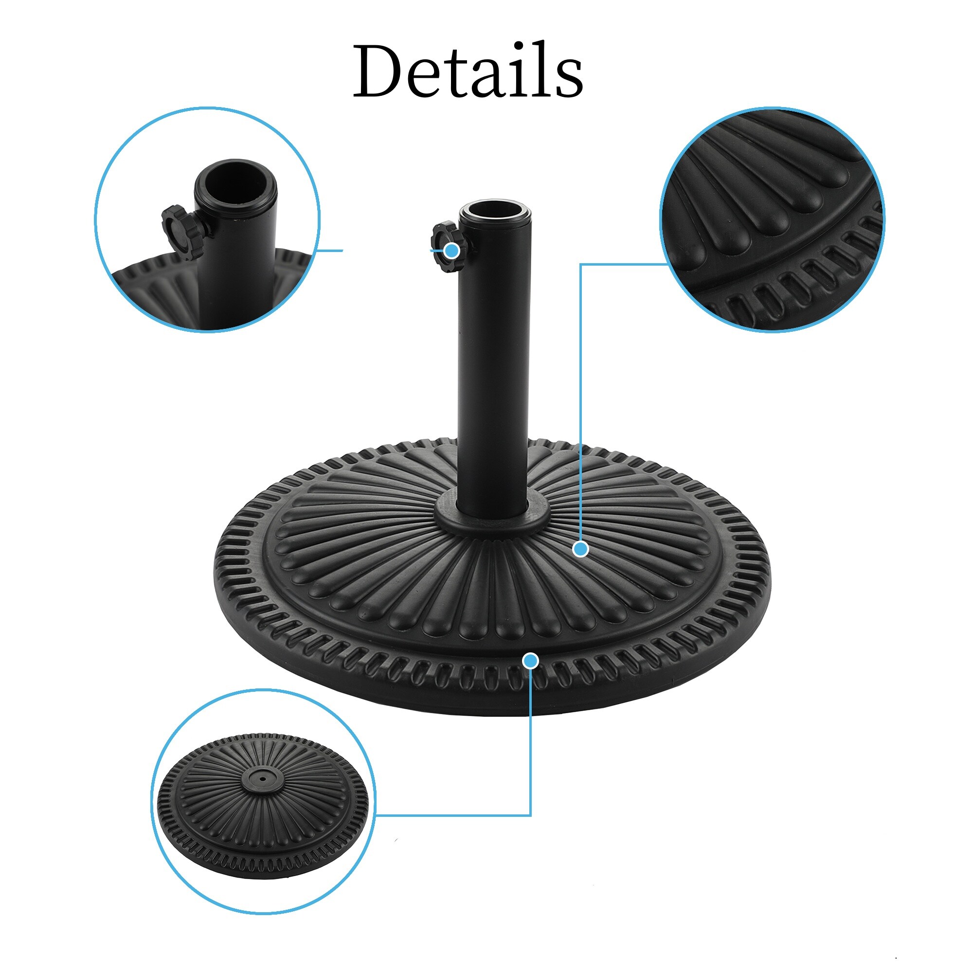 CASAINC 22Lbs Outdoor Resin Umbrella Base Black Patio Umbrella Base in ...