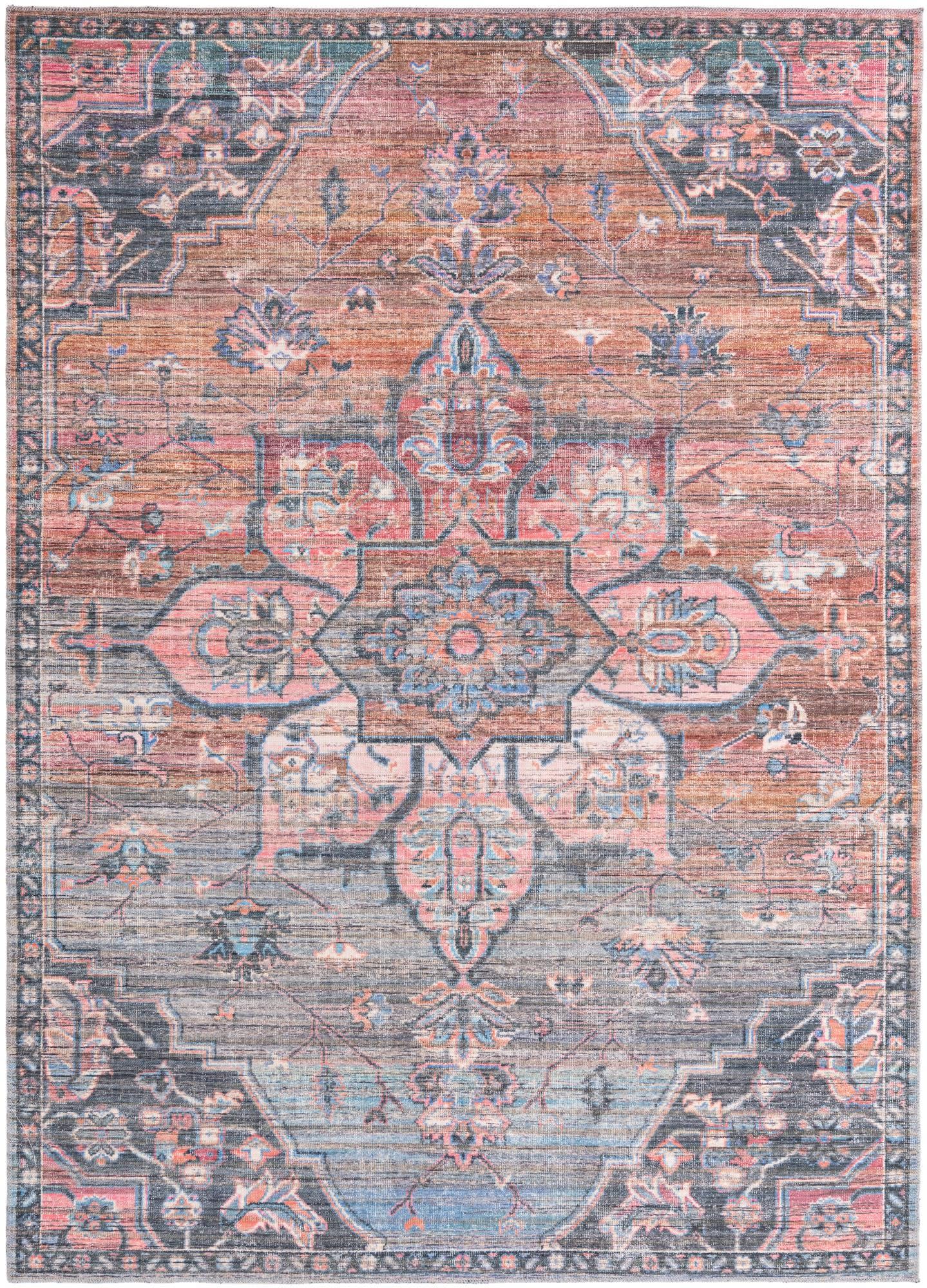 Nostalgia Gem Floral Flatweave Multicolor Synthetic Rug