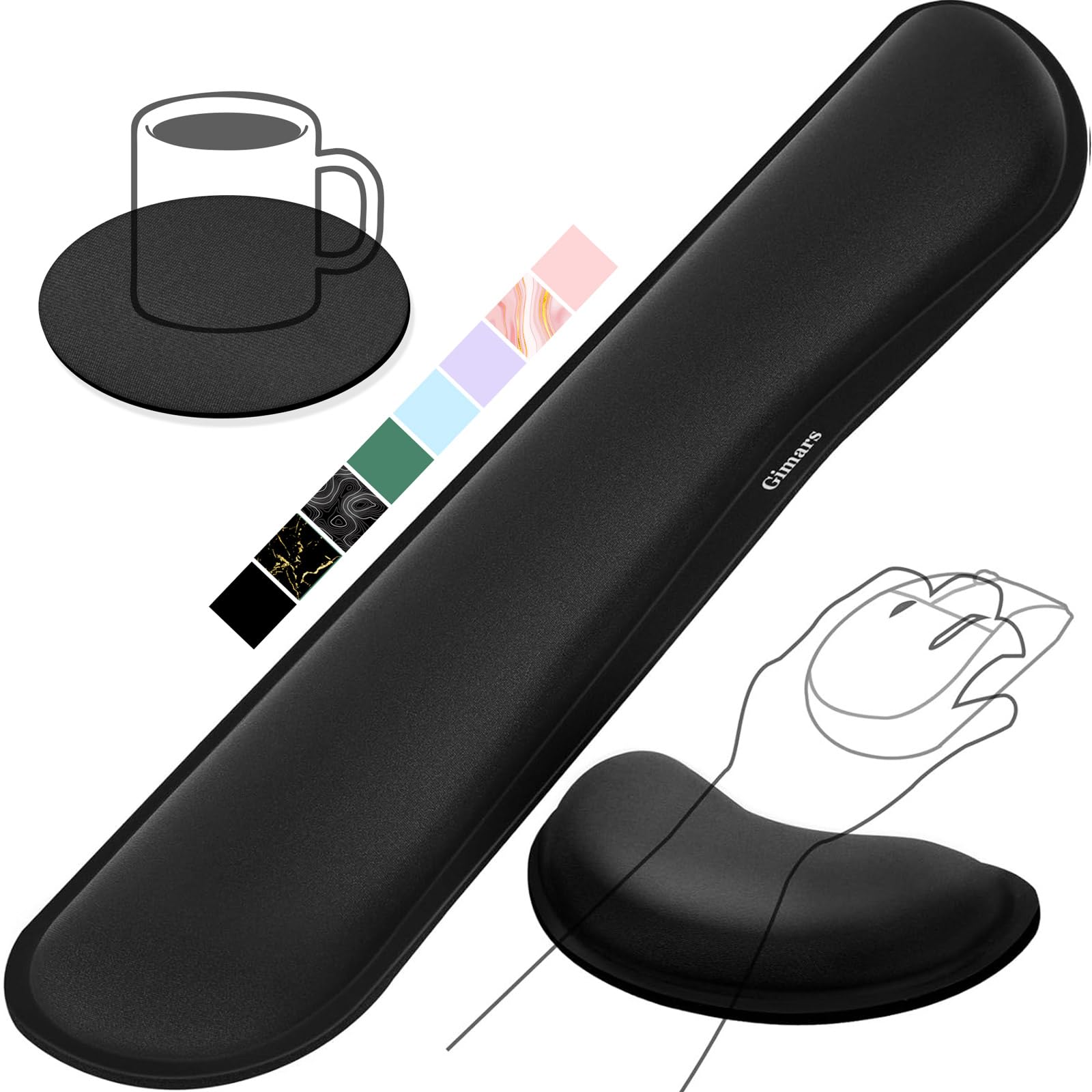 Gimars Gel Memory Foam Keyboard Wrist Rest Set Ergonomic Mouse Wrist Support Pad for Office Computer Laptop Gaming