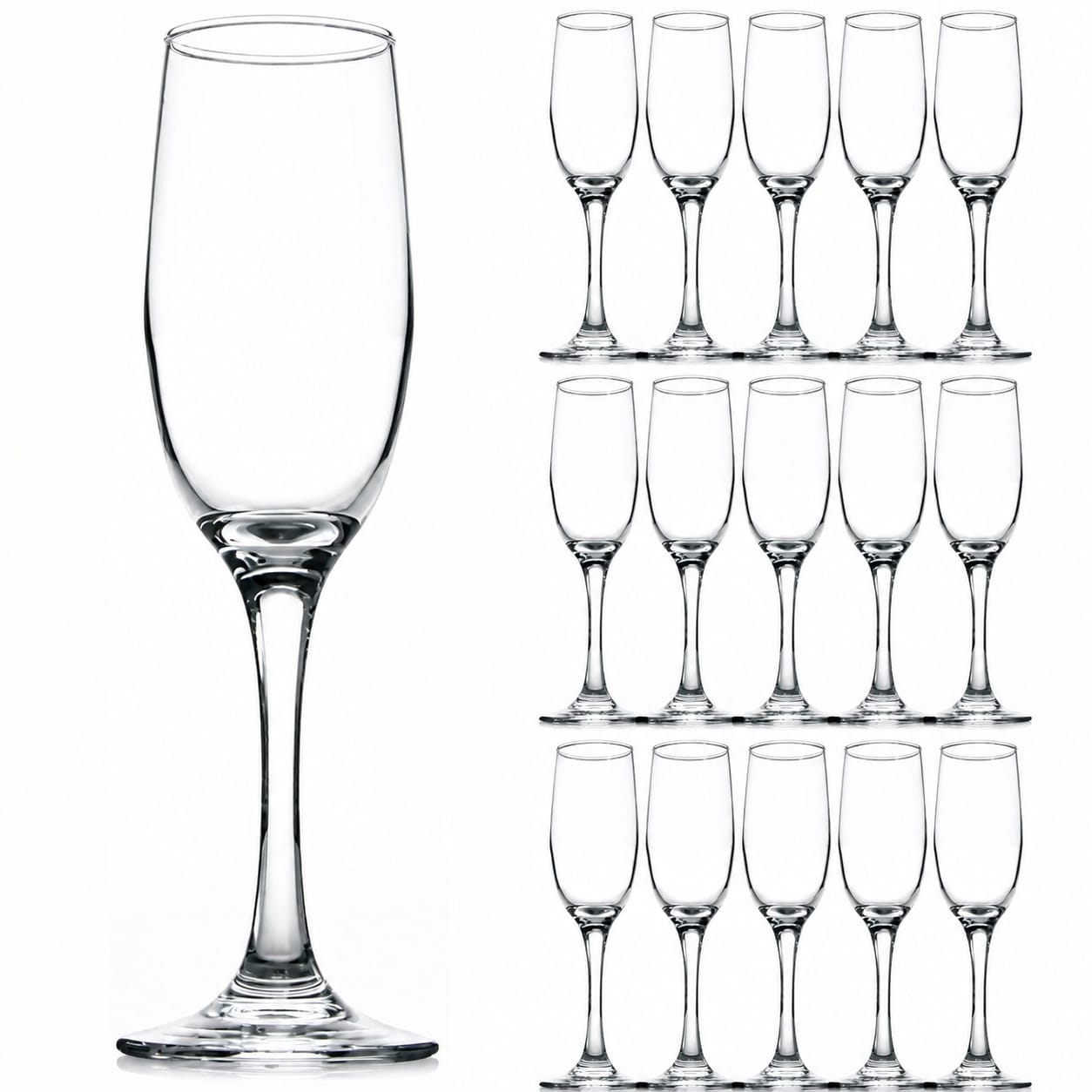 Aoibox  6 oz Clear Long Stem Glass Champagne Flutes for Mimosas Sparkling Wine and Party Toasting Set of 16