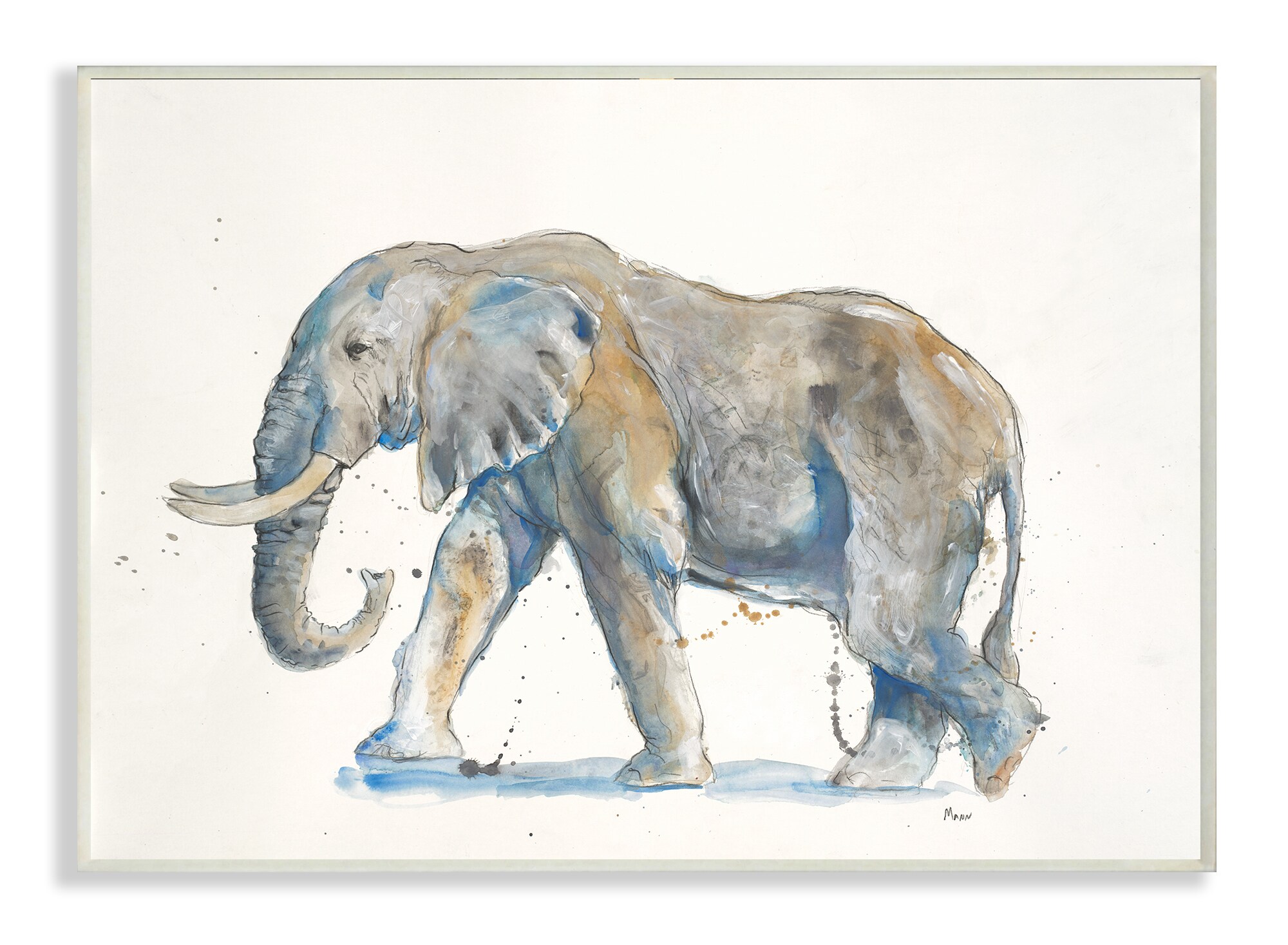 Stupell Industries Elephant Watercolor Texture Third and Wall 12-in H x ...