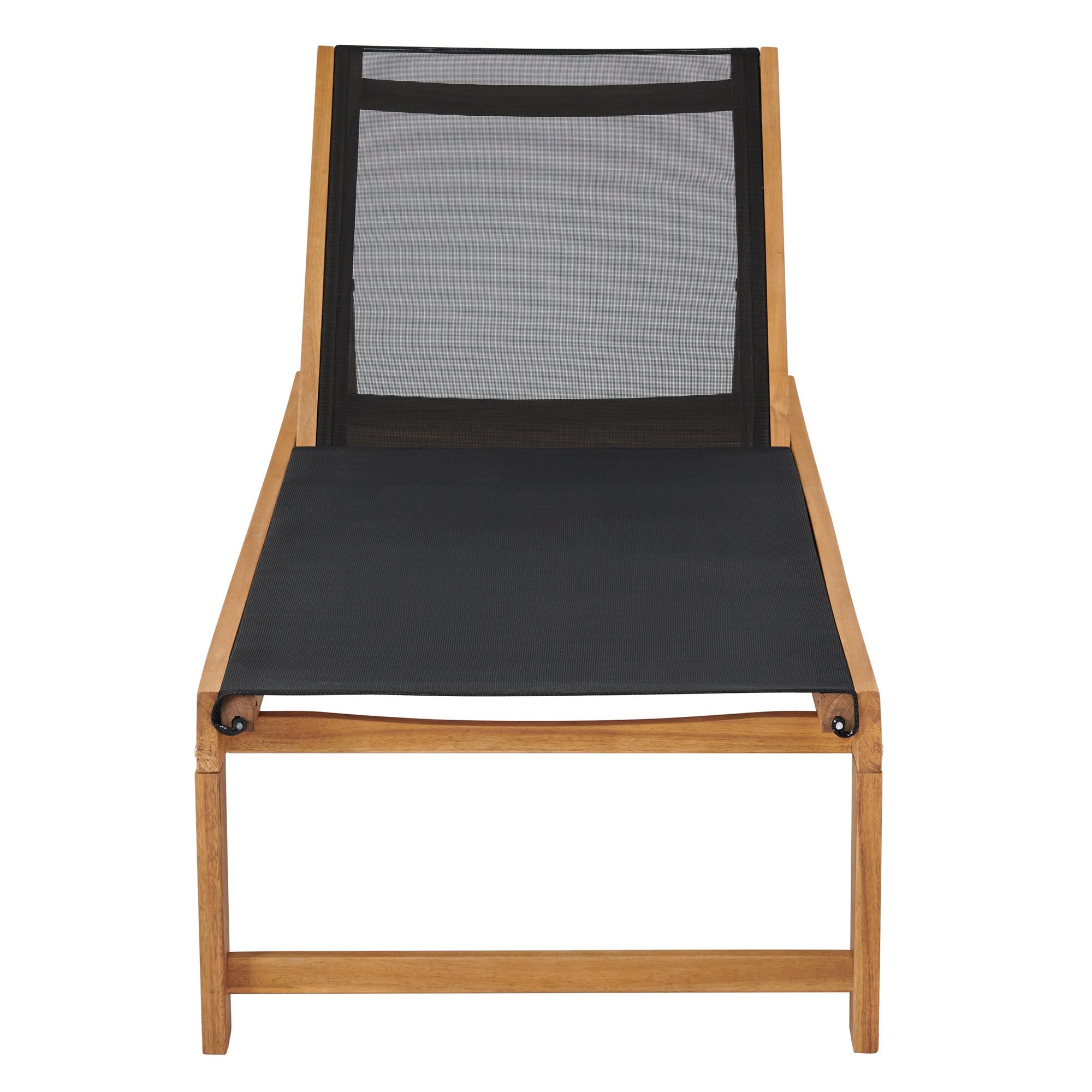 Sunapee Adjustable Acacia Wood Outdoor Chaise Lounger with Mesh Seating