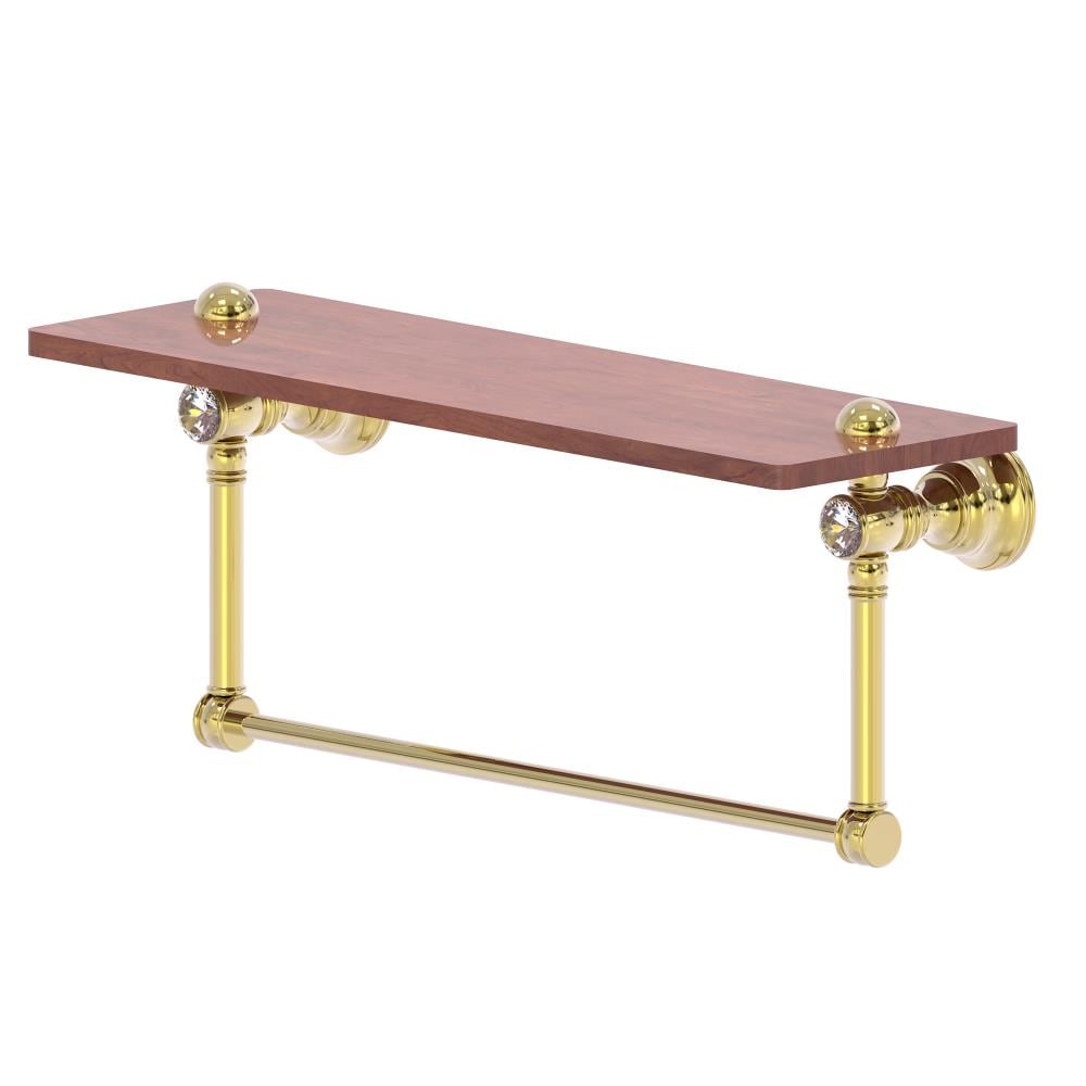 Allied Brass CC-1-16-TB-IRW-UNL Carolina Crystal Unlacquered Brass Wall mount Bathroom Shelf ( 16-in x 7-in x 5-in )
