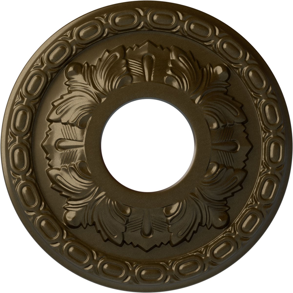 Ekena Millwork CM11LFBRS Leaf 11.375-in W x 11.375-in L Painted Brass Polyurethane Whole Ceiling Medallion