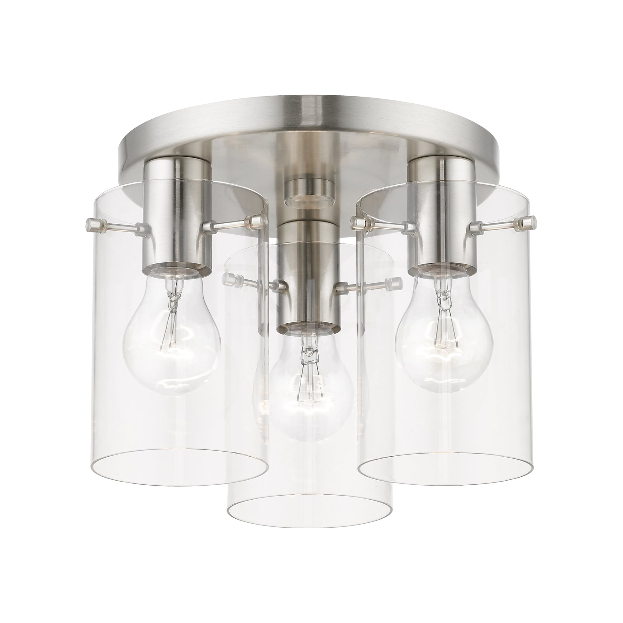 Munich Contemporary 3-Light Indoor/Outdoor Flush Mount in Brushed Nickel