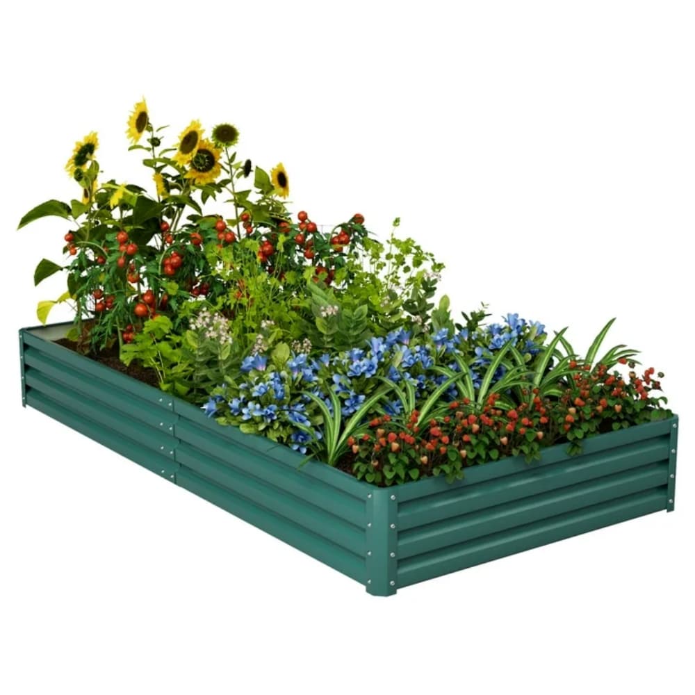 Vineego LS-GB22-0074-9 47-in W x 94-in L x 12-in H Green Galvanized Metal Raised Garden Bed