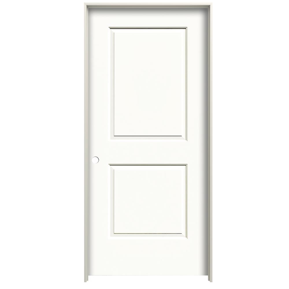 RELIABILT LO1001494 28-in x 80-in White Hollow core 2-panel square Right hand Smooth Prefinished Molded composite Flat Jamb Single Prehung Interior Door
