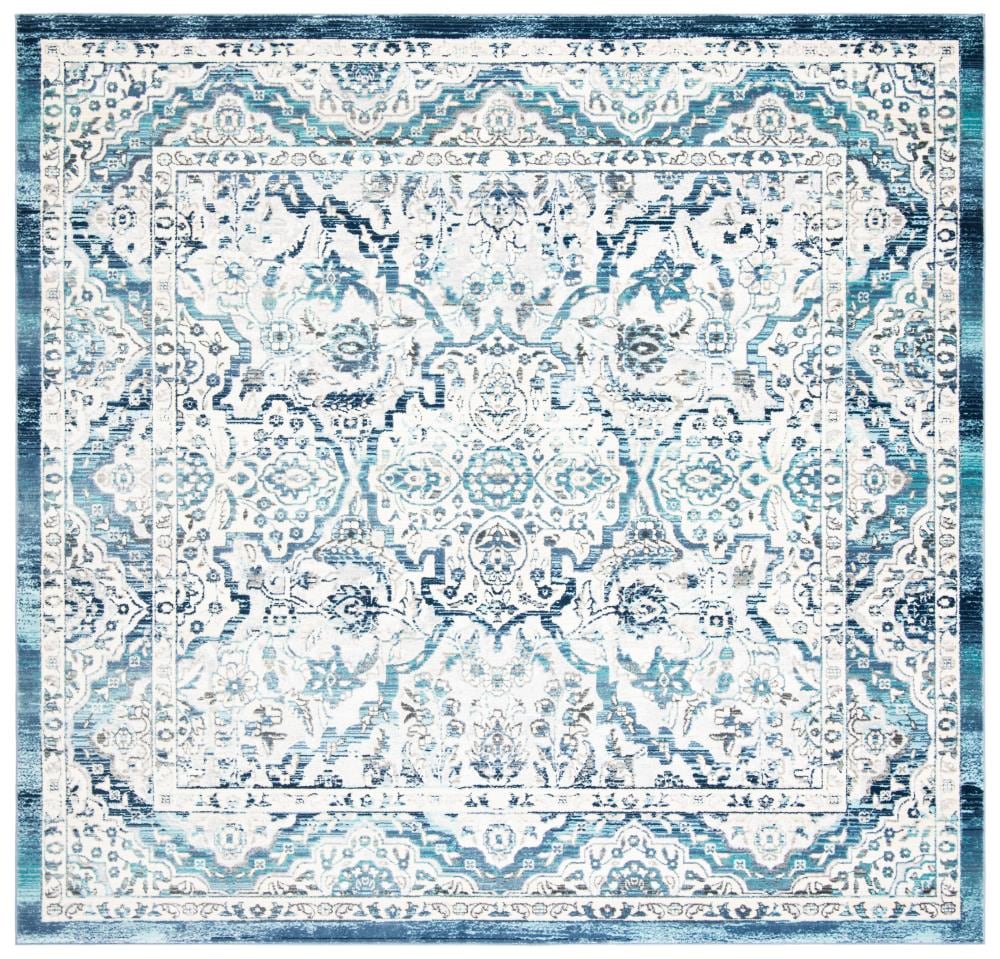 Safavieh ARA770A-7SQ Aria Salor 7 x 7 (ft) Loomed Synthetic Ivory/Navy Square Indoor Distressed/Overdyed Vintage Area rug
