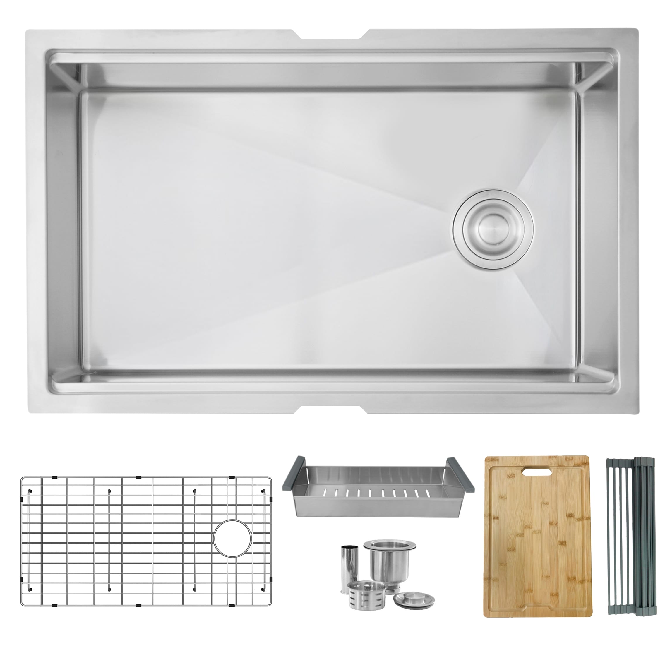 Stylish S-611W1 Undermount 30-in x 19-in Stainless steel Single bowl 16 -Gauge Workstation Kitchen Sink