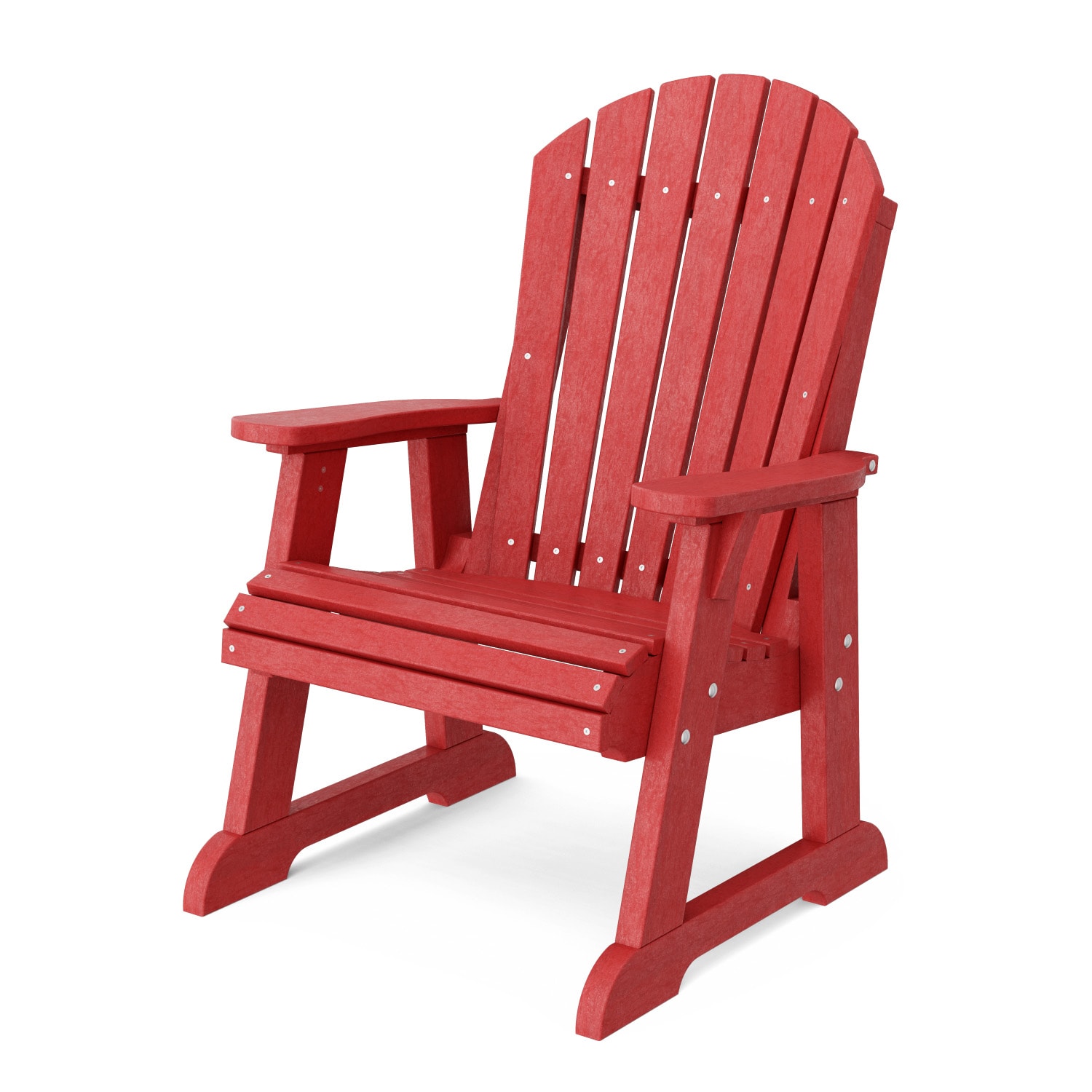 Wildridge LCC-117-CR Heritage High Fan Back Cardinal Red HDPE Frame Stationary Adirondack Chair with Slat Seat