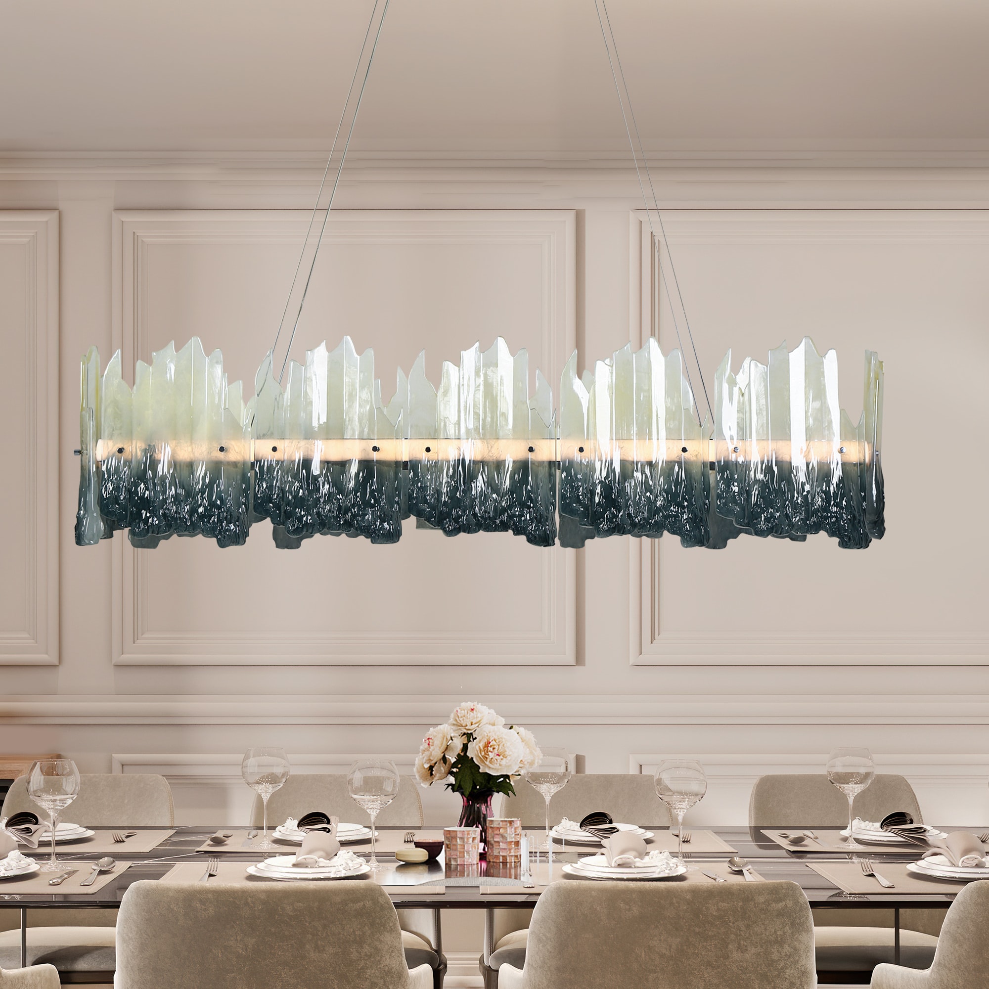 LNC HA0531602 Hanabalter 1 -Light Polished Blue Modern/contemporary For Use in Bedrooms, Dining Rooms, Foyers, Kitchens, Living Rooms Chandelier